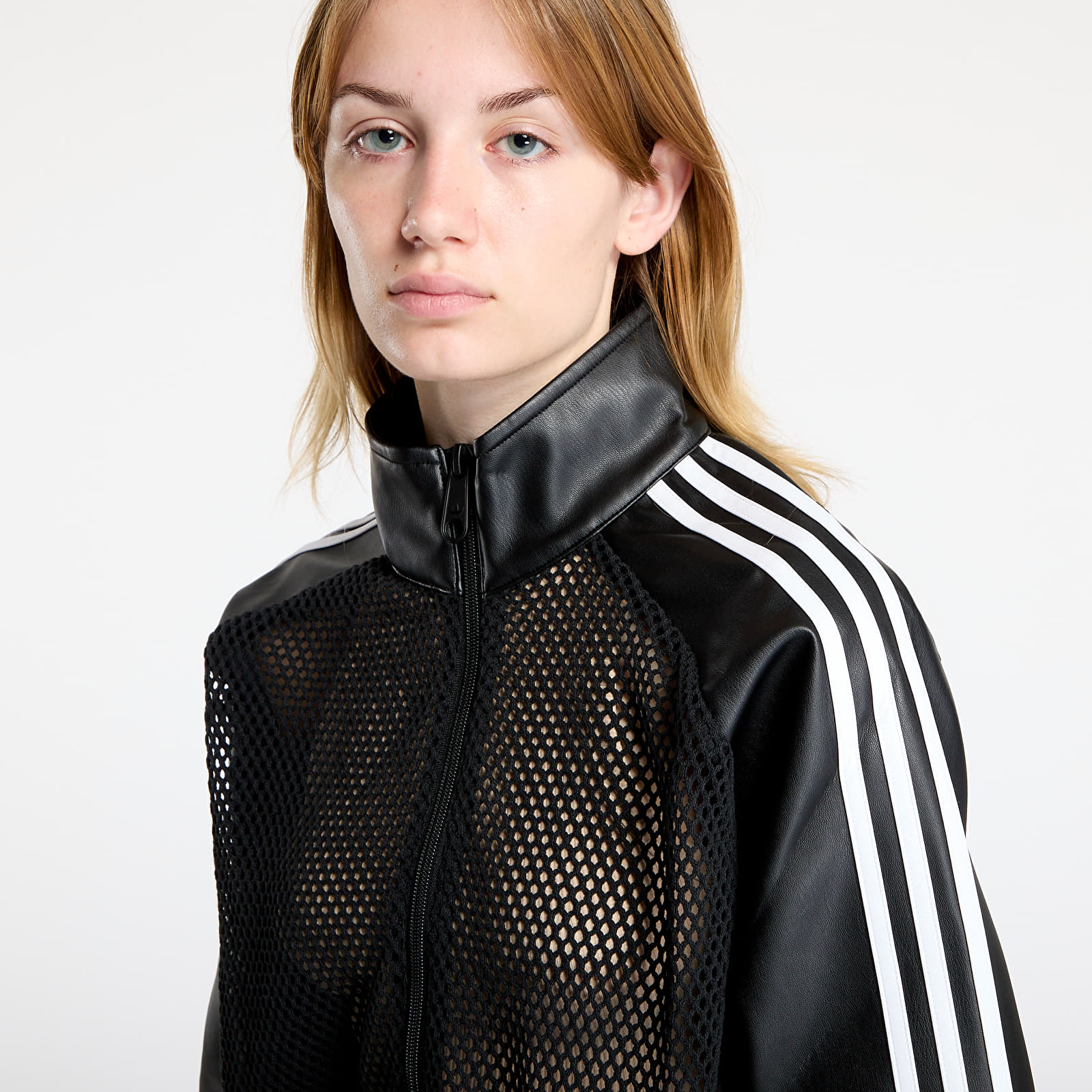 Herenjassen adidas x Jeremy Scott Faux Leather Mesh Track Top UNISEX Black