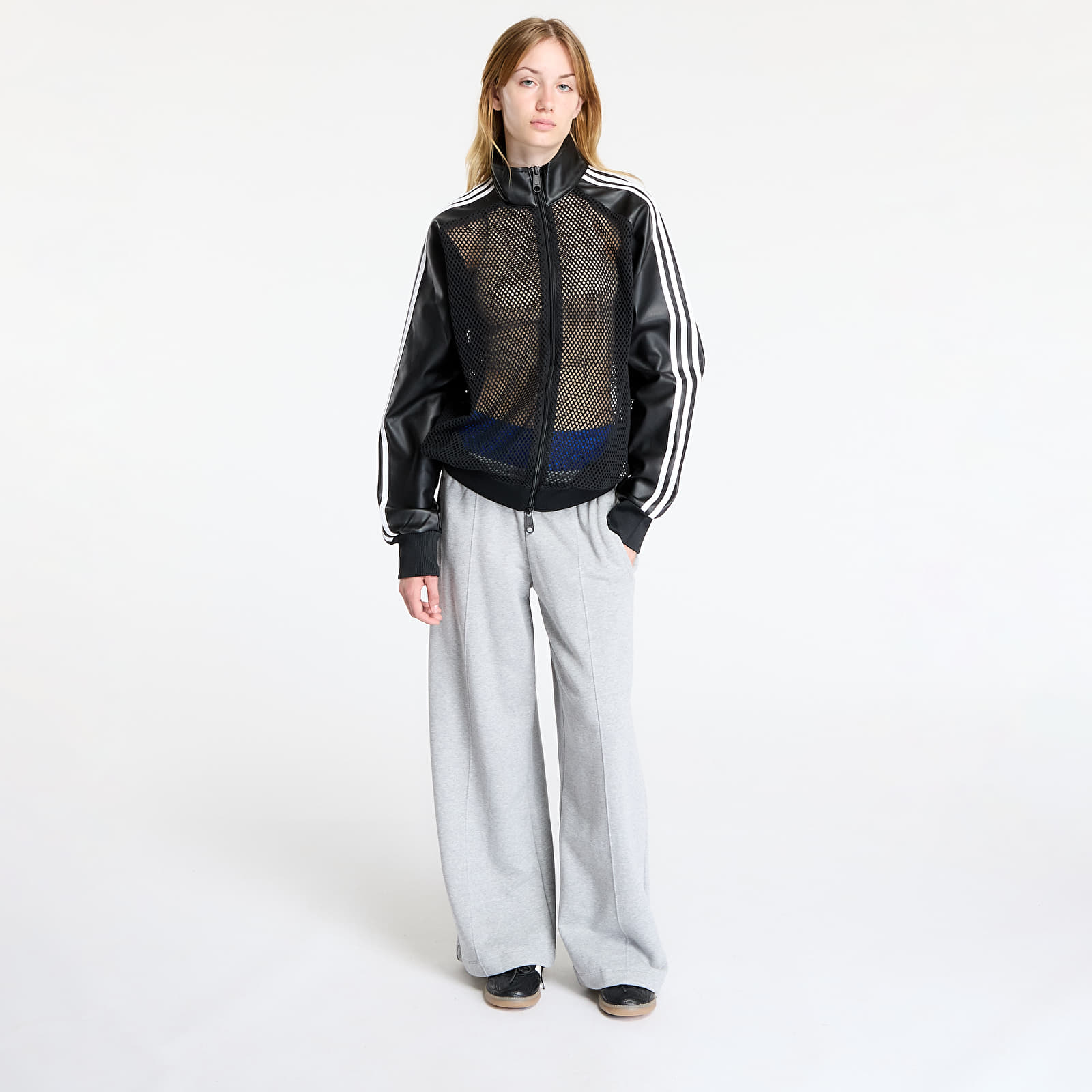 Herenjassen adidas x Jeremy Scott Faux Leather Mesh Track Top UNISEX Black