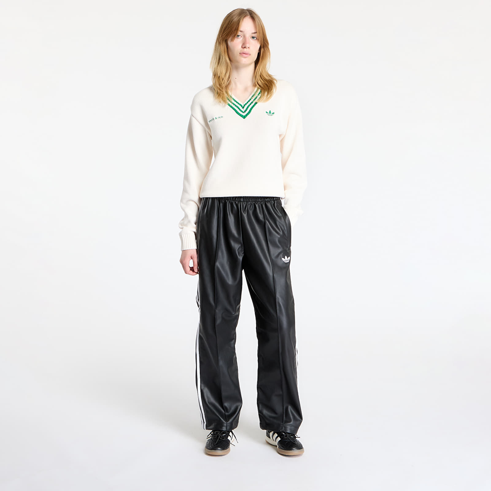 Meeste püksid adidas x Jeremy Scott Faux Leather Wide Joggers UNISEX Black