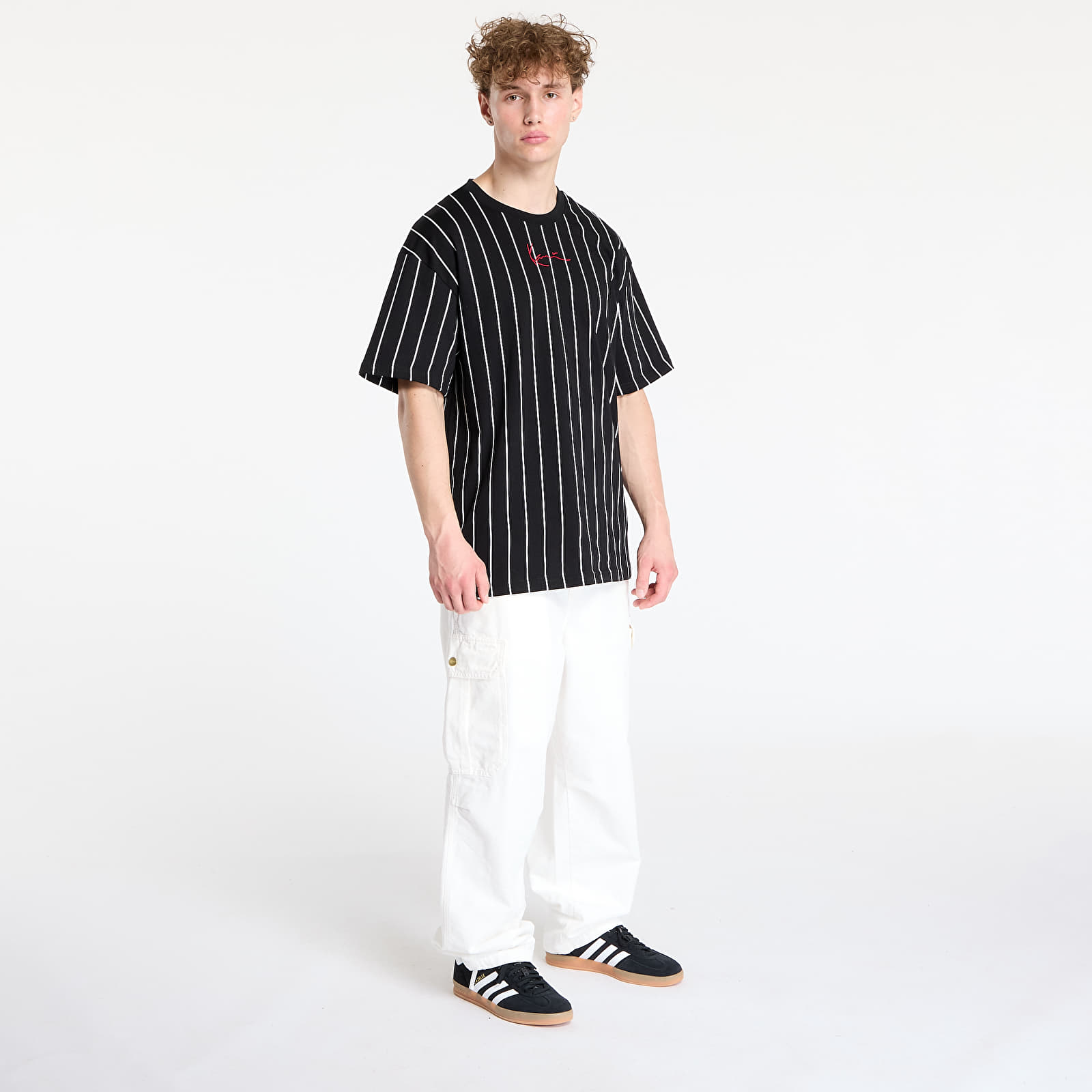Camisetas Karl Kani Small Signature Pinstripe Tee Black/ White