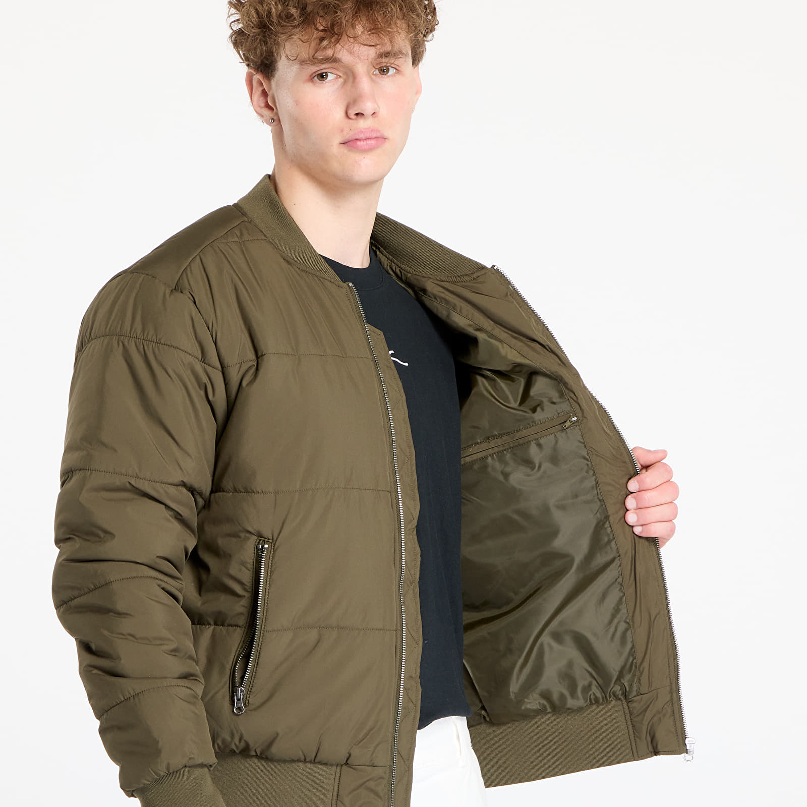 Jakne Urban Classics Basic Quilt Bomber Jacket Olive