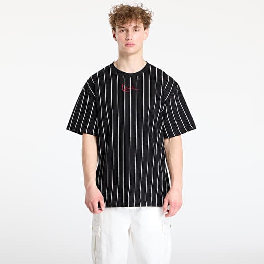 Camiseta Karl Kani Small Signature Pinstripe Tee Black/ White