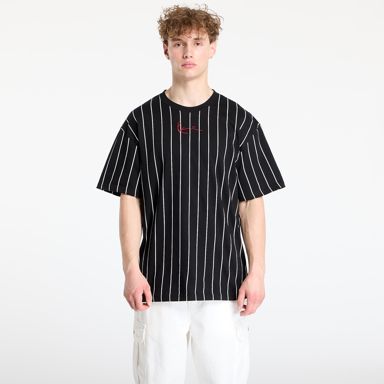 Camisetas Karl Kani Small Signature Pinstripe Tee Black/ White