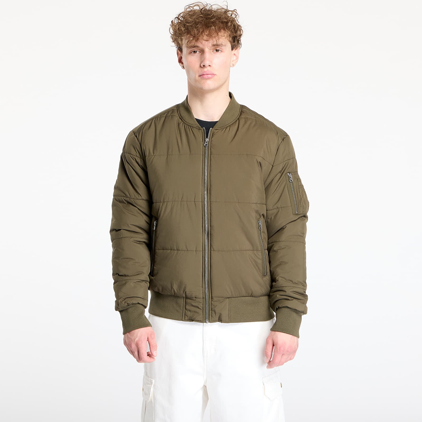 Jachetă Urban Classics Basic Quilt Bomber Jacket Olive M