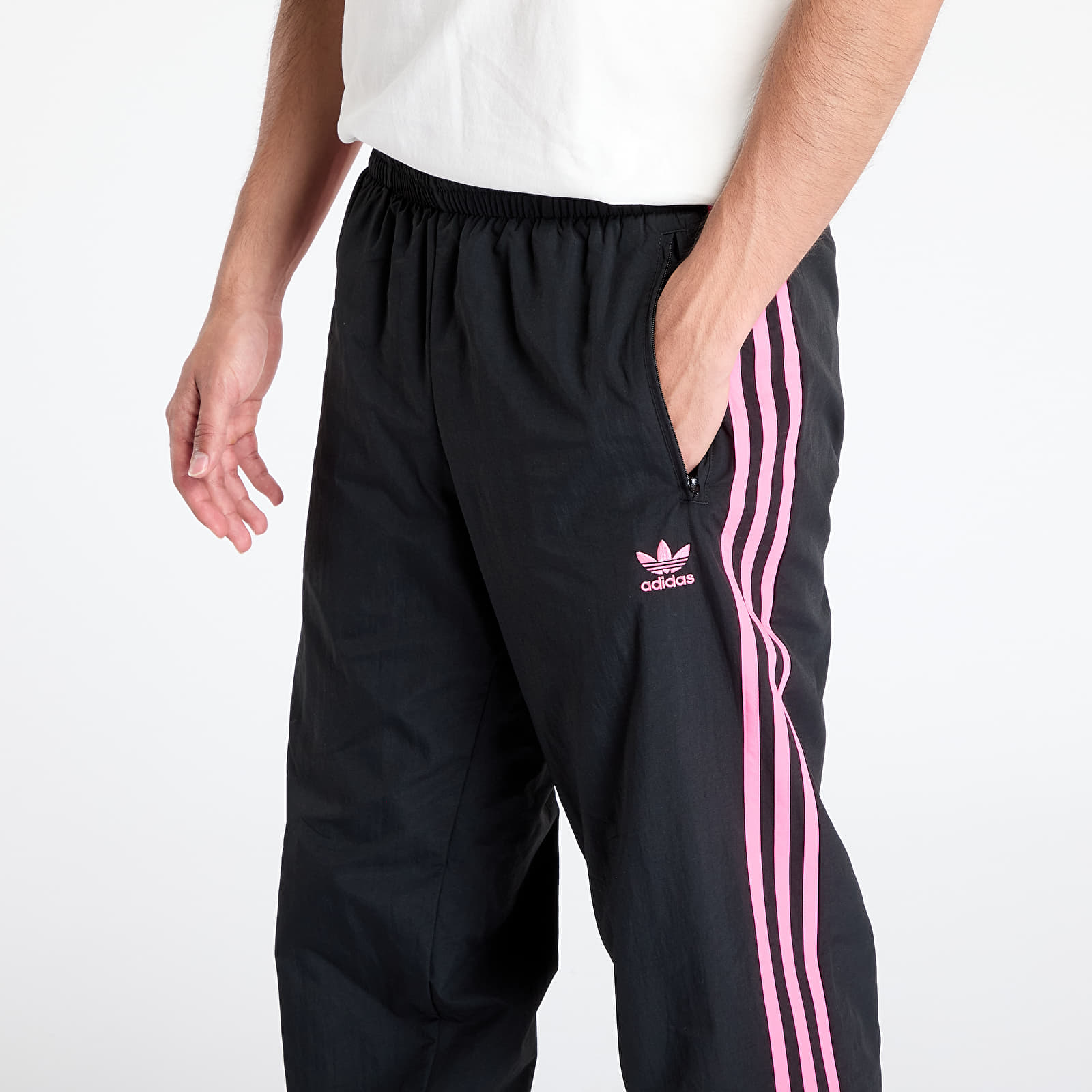 Bukser for menn adidas Adicolor Woven Firebird Track Tracksuit Bottoms Black/ Lucid Pink