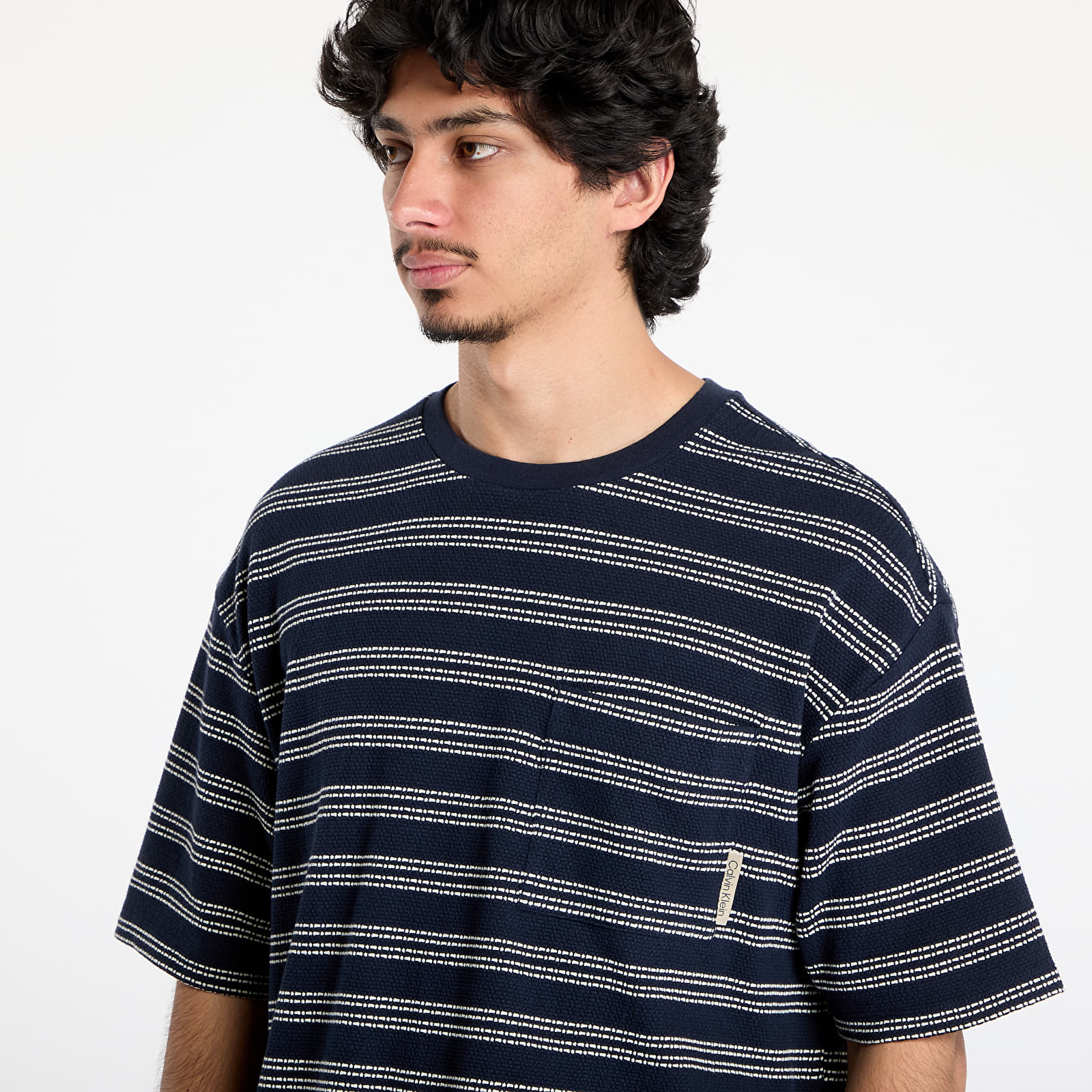 Heren T-shirts Calvin Klein Jeans Short Sleeve Stripe Relaxed Tee Night Sky