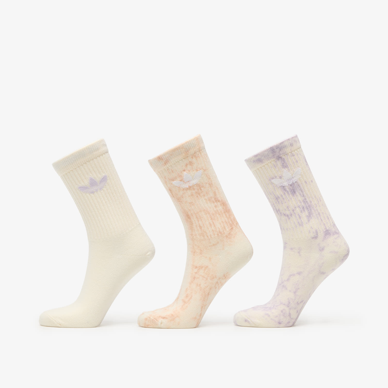 adidas Tie Dye Crew Socks 3-Pack Halo Blush/ Silver Dawn/ Cream White S