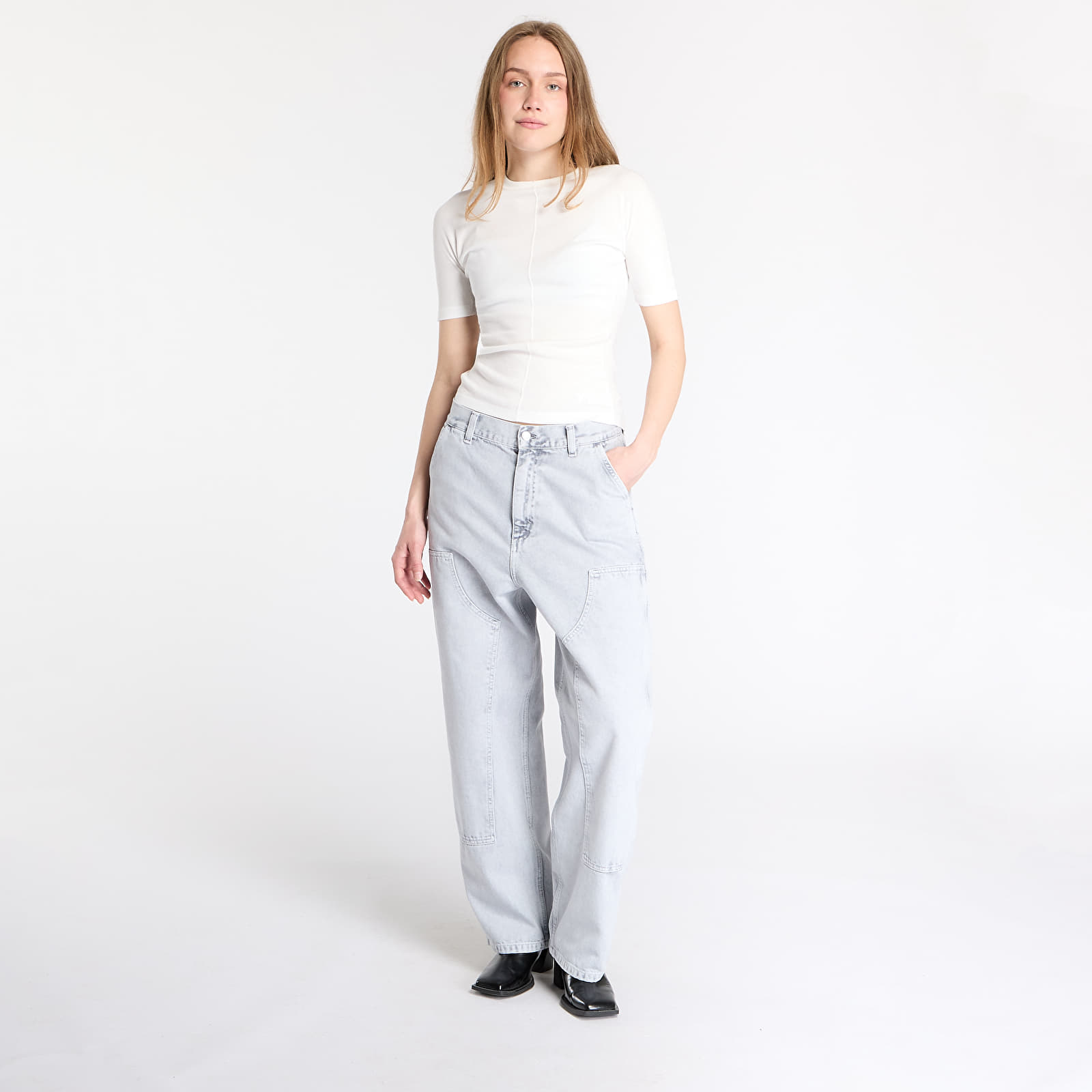 Damesbroeken Carhartt WIP W' Brandon Double Knee Pant Black Chalk Wash