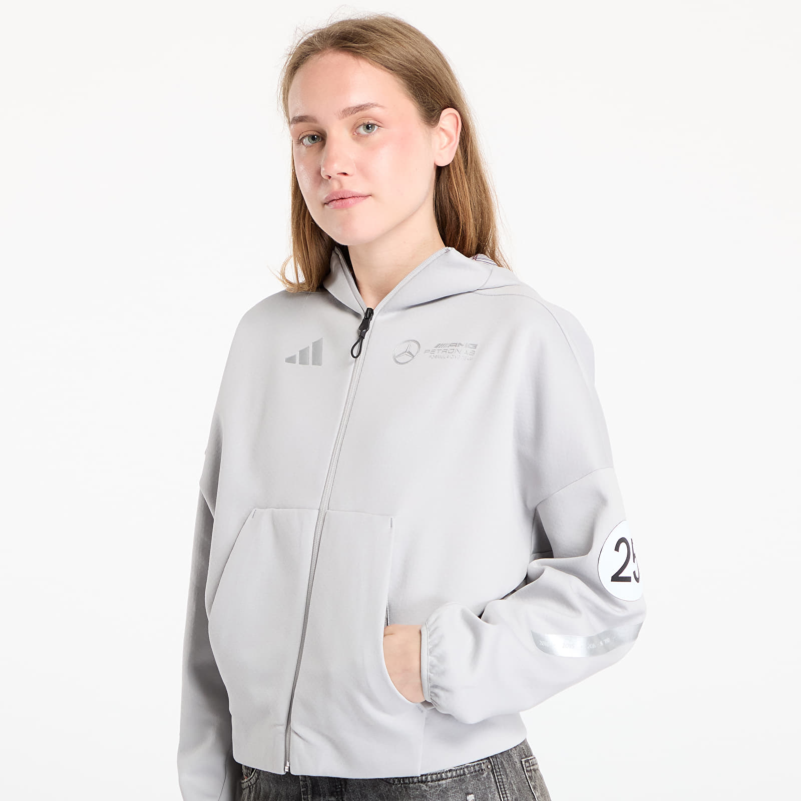 Sudaderas de mujer adidas x Mercedes AMG Silver Hoodie Grey Two