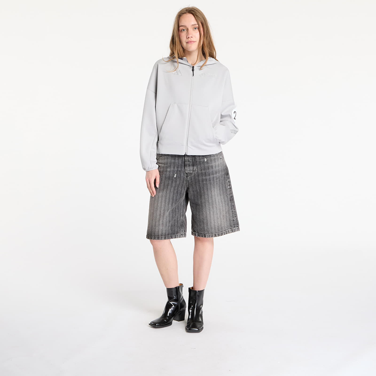 Sudaderas de mujer adidas x Mercedes AMG Silver Hoodie Grey Two