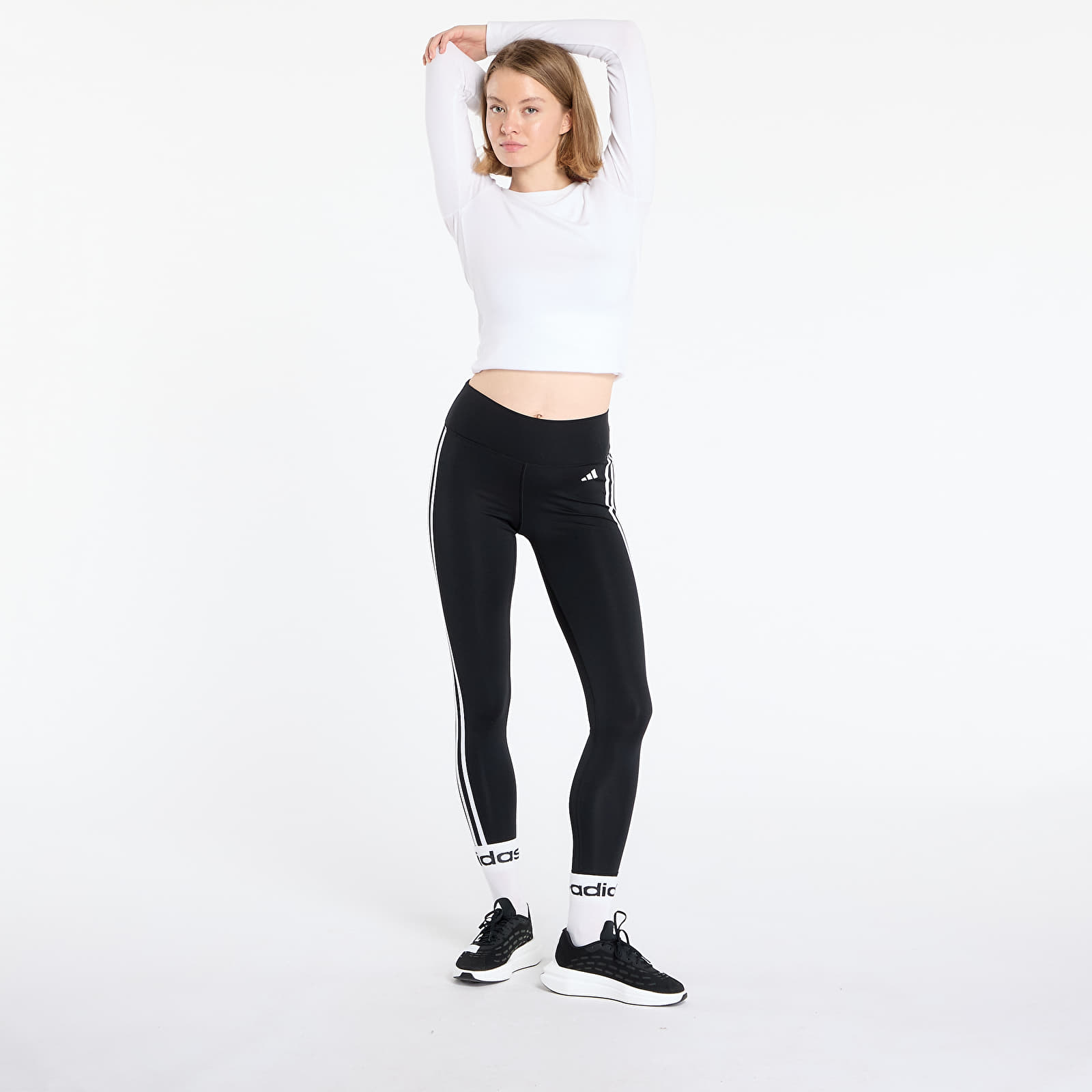 Leggins adidas Train Essentials 3-Stripes High-Waisted 7/8 Leggings Black/ Cream White/ Gum 3