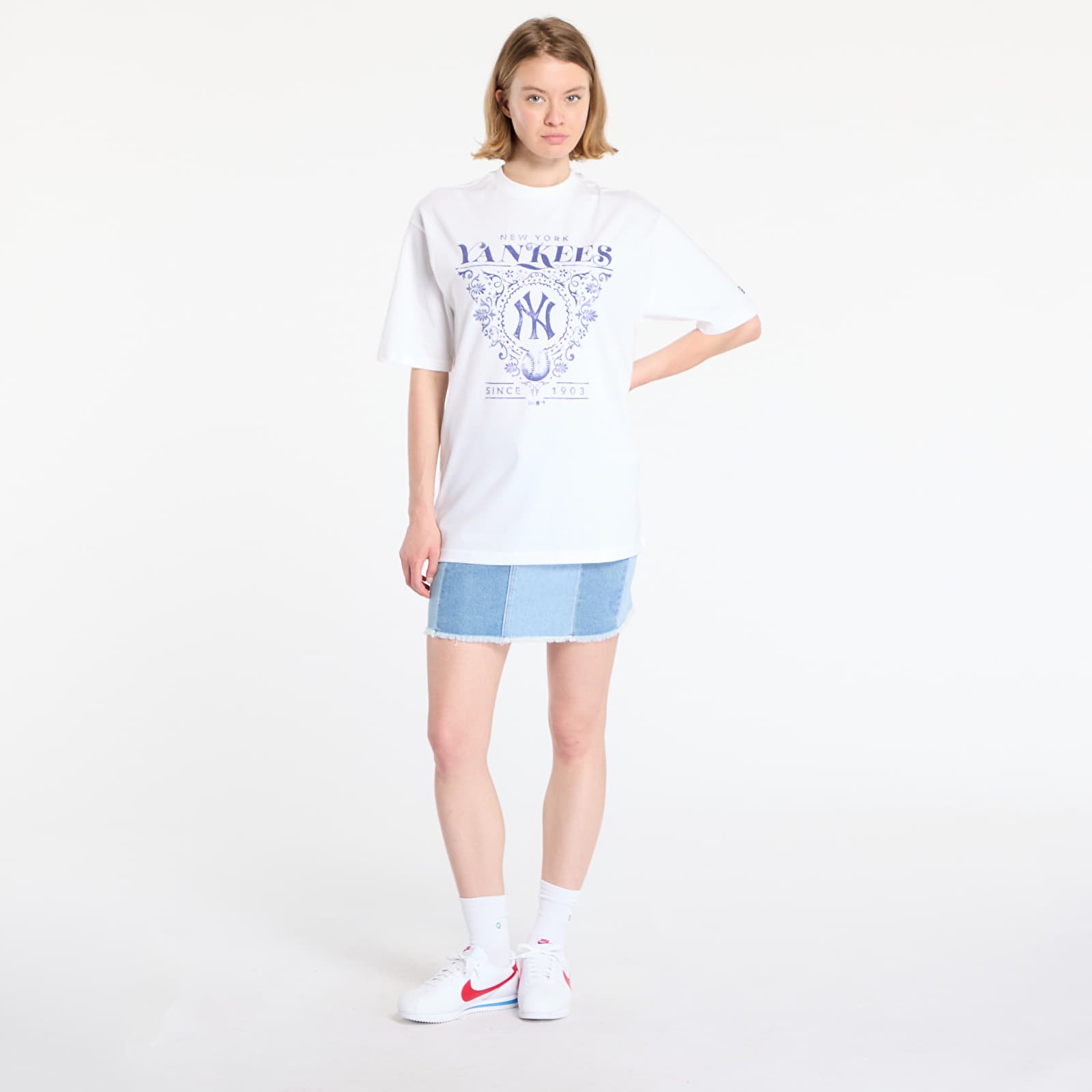 Camisetas hombre New Era New York Yankees Floral Graphic Oversized Tee UNISEX White