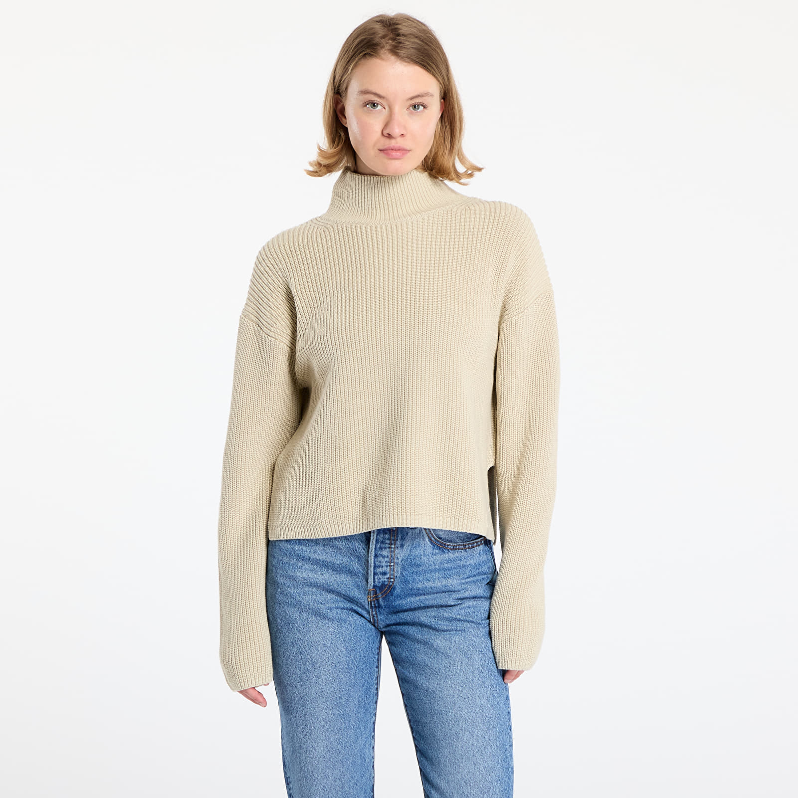Women's Sweaters Calvin Klein Jeans Chunky Loose High Neck Sweater Pelican