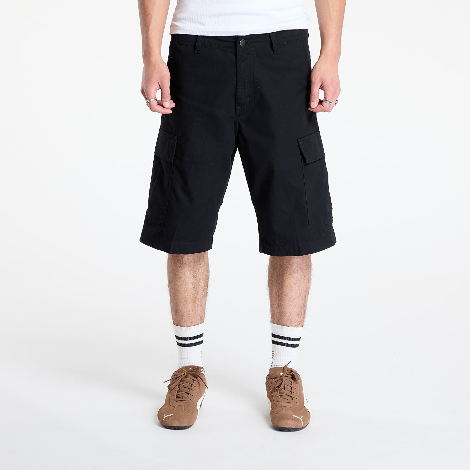 Korte broeken Carhartt WIP Regular Cargo Short Black Rinsed