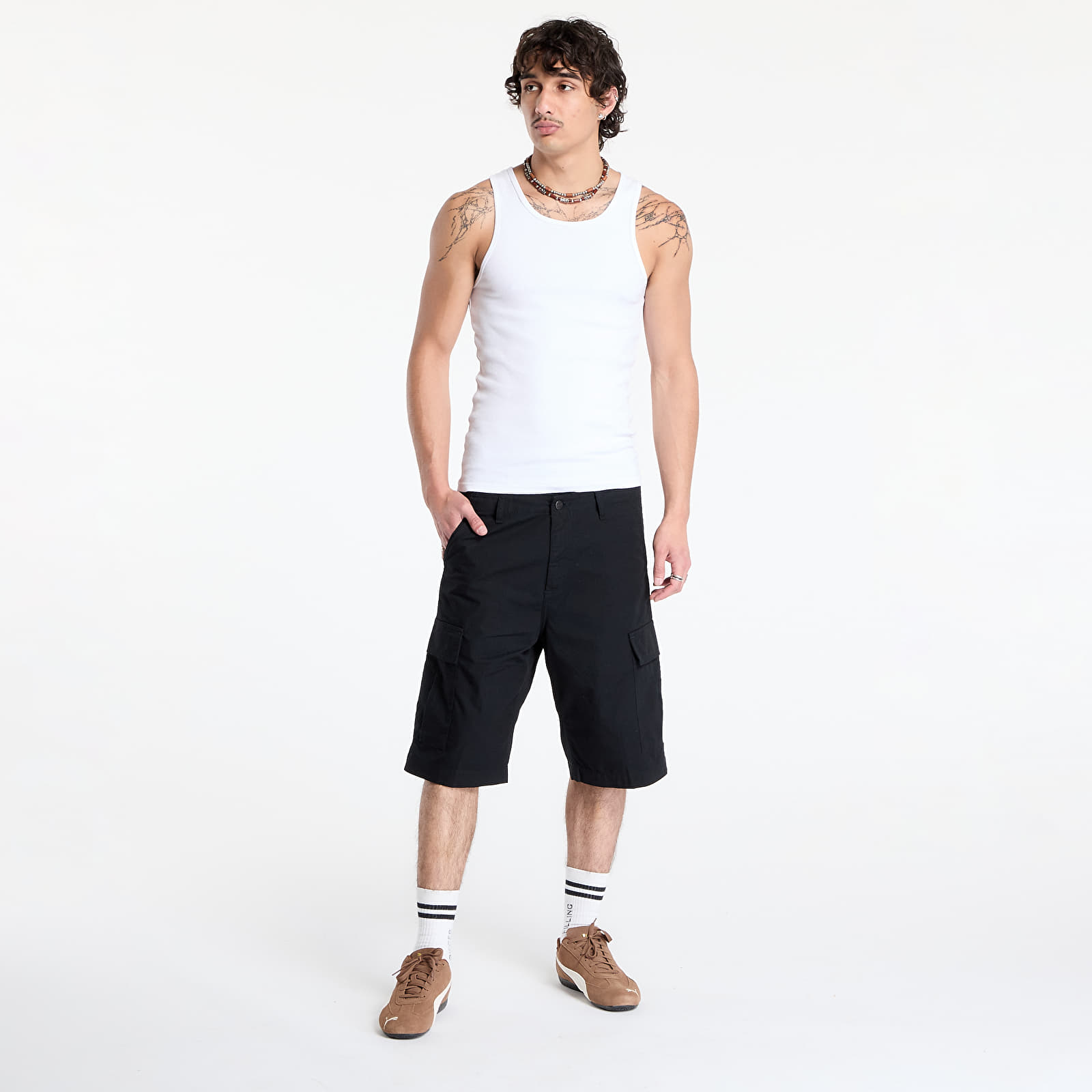 Korte broeken Carhartt WIP Regular Cargo Short Black Rinsed