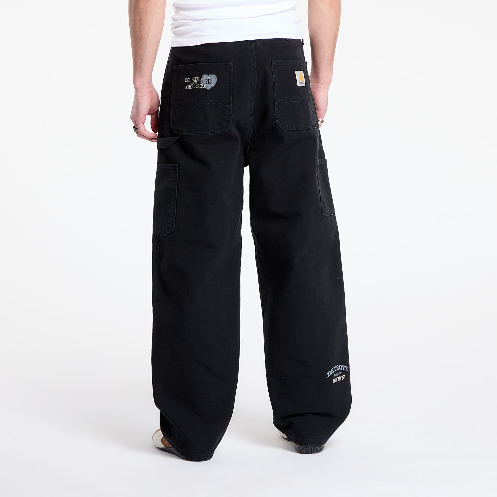 Heren broeken Carhartt WIP OG Single Knee Graphic Pant Black Heavy Stone Wash