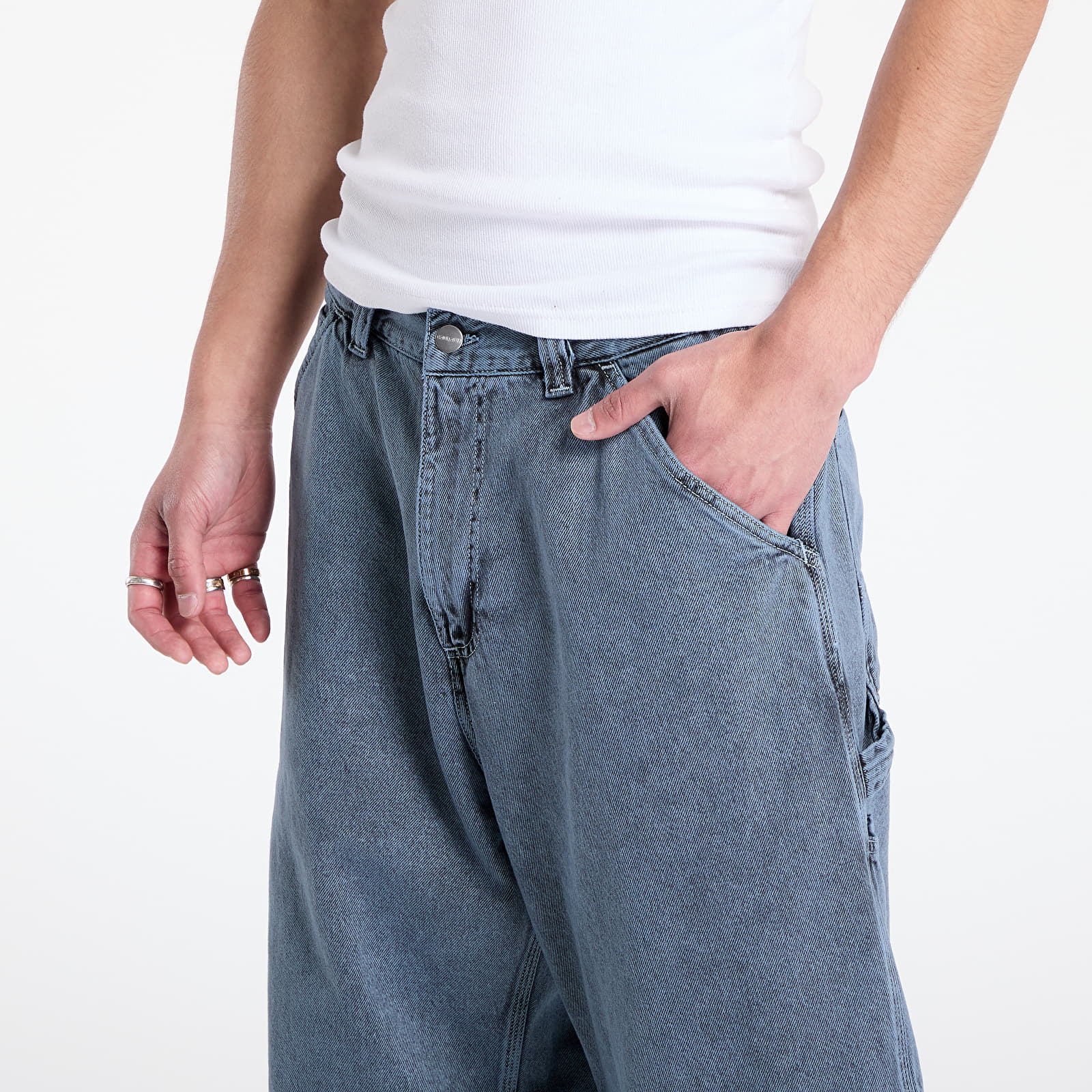 Heren broeken Carhartt WIP OG Single Knee Pant Black/ Blue Fog Garment Dyed