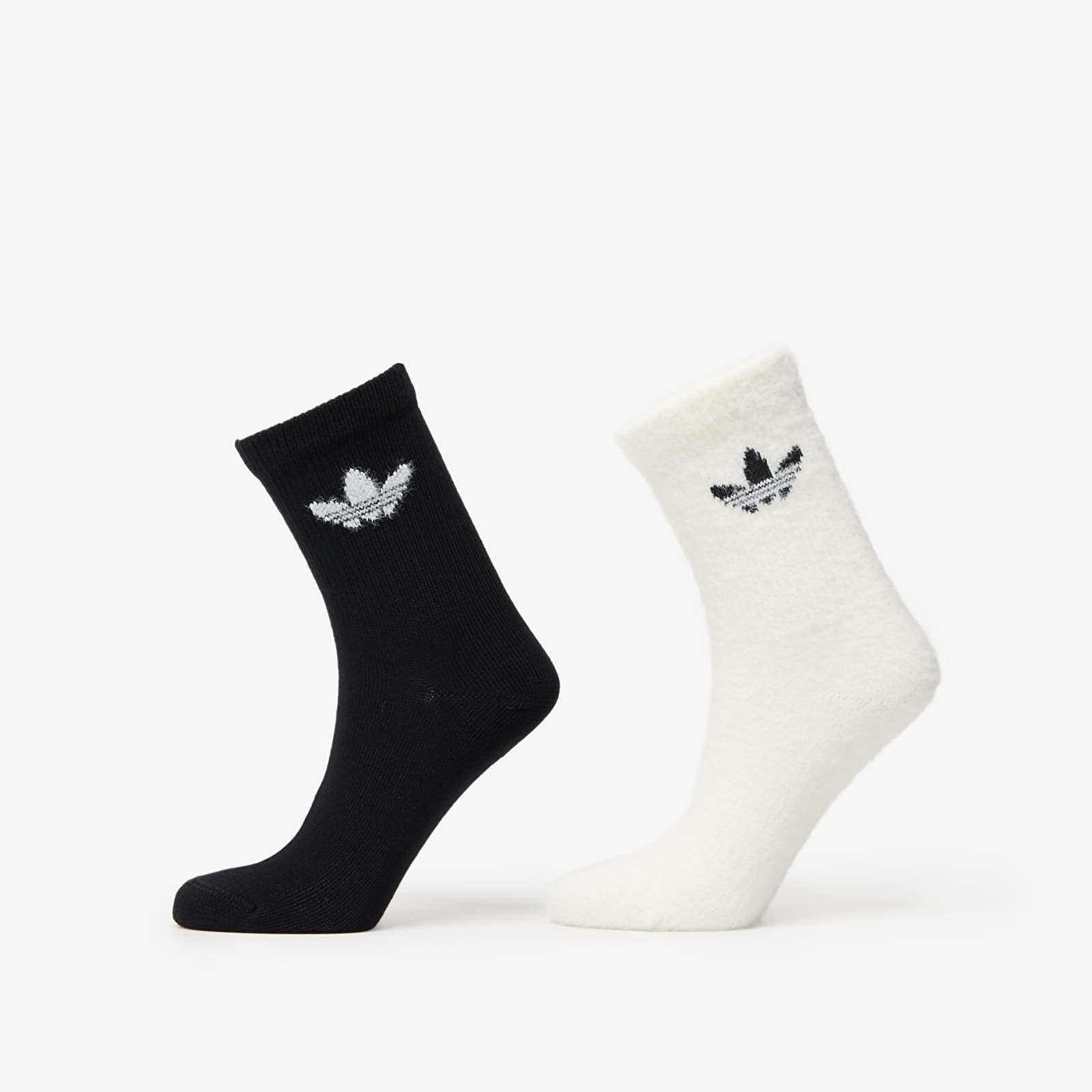 Calcetines para hombre adidas Fluffy Crew Sock 2-Pack Off White/ Black