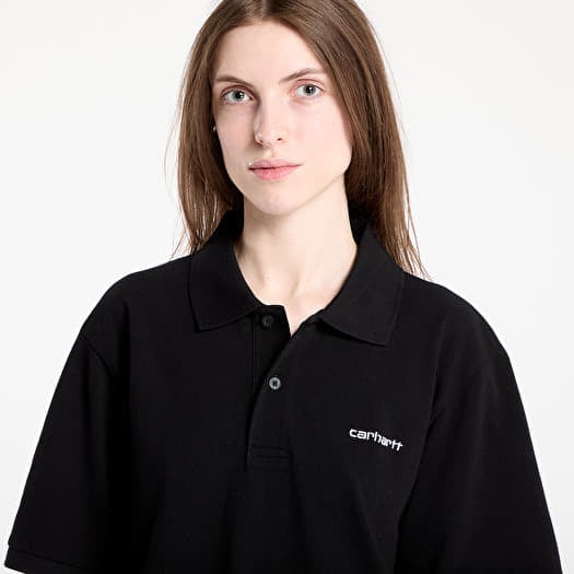 Carhartt WIP S/S Carhartt Script Polo UNISEX Black/ White | Queens