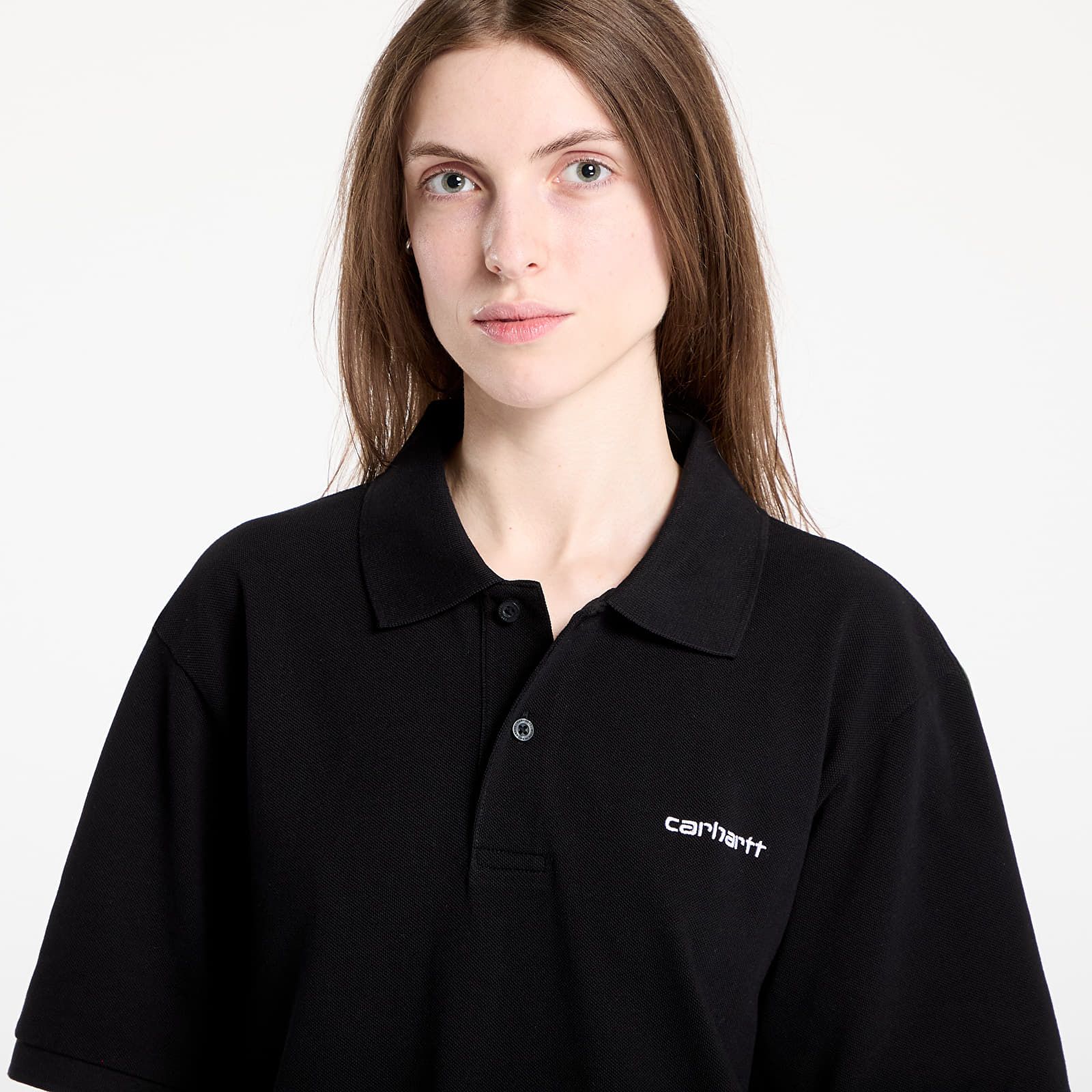 Camisetas hombre Carhartt WIP S/S Carhartt Script Polo UNISEX Black/ White