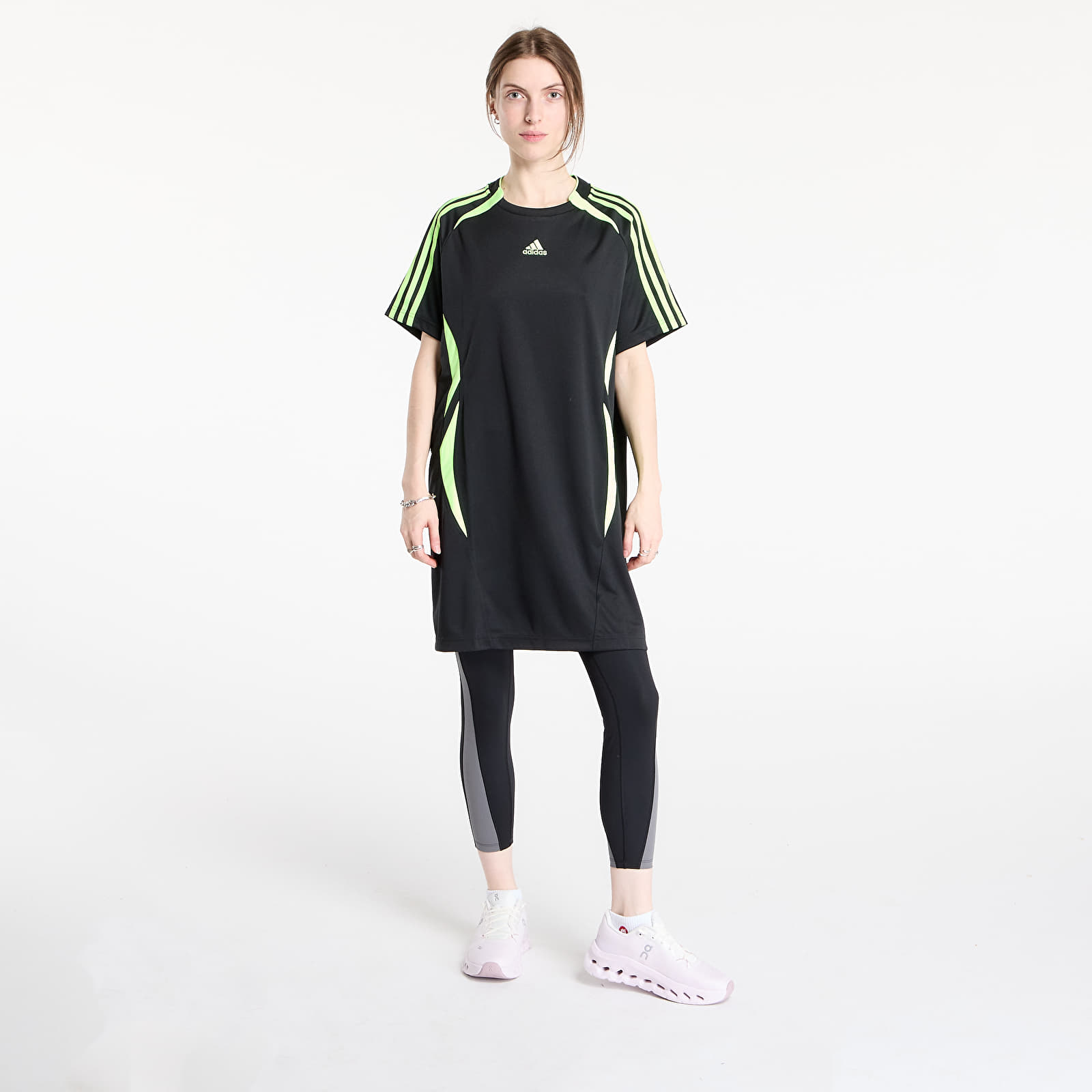 Women's dresses adidas Teamgeist Adicolor Tee Dress Black/ Signal Green