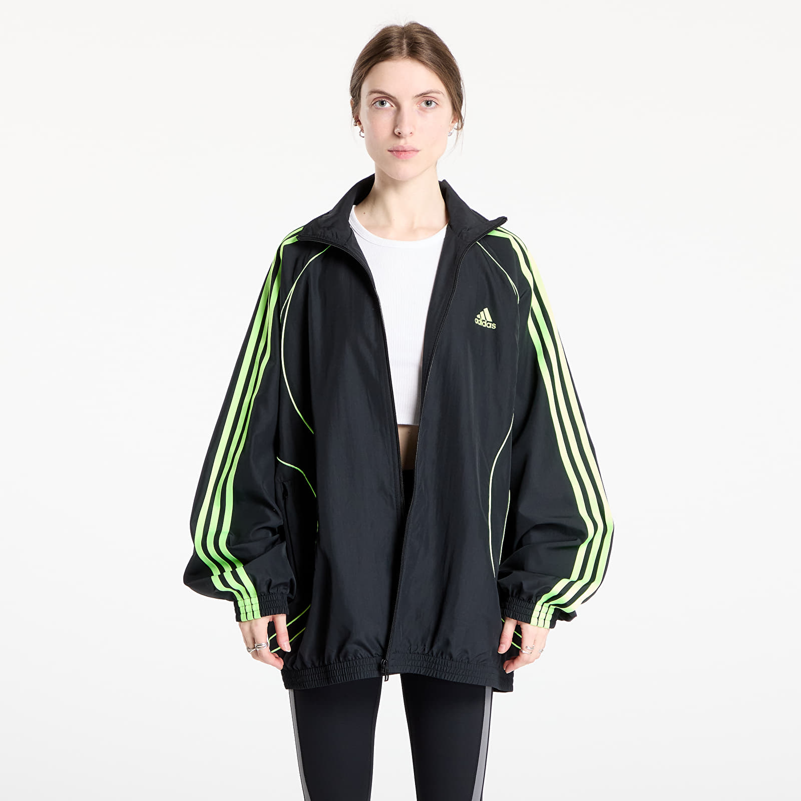 Women's jackets adidas Teamgeist Adicolor Oversized Woven Track Top Black/ Night Indigo