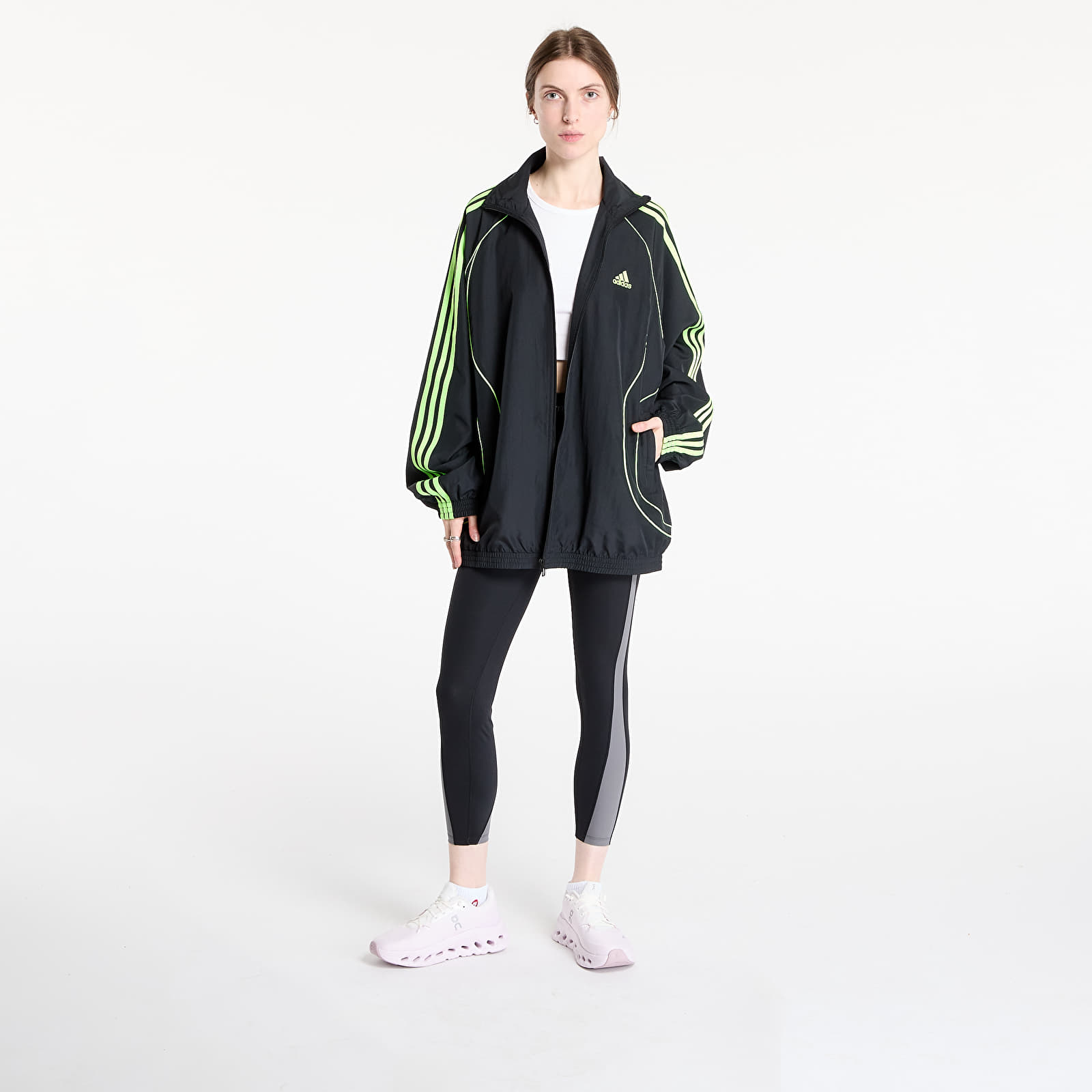 Women's jackets adidas Teamgeist Adicolor Oversized Woven Track Top Black/ Night Indigo