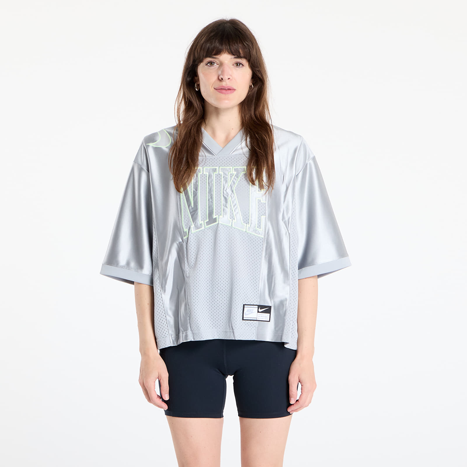 Dresy Nike Sportswear Street Women's Oversized Short-Sleeve Graphic Jersey Lt Smoke Grey/ Barely Volt