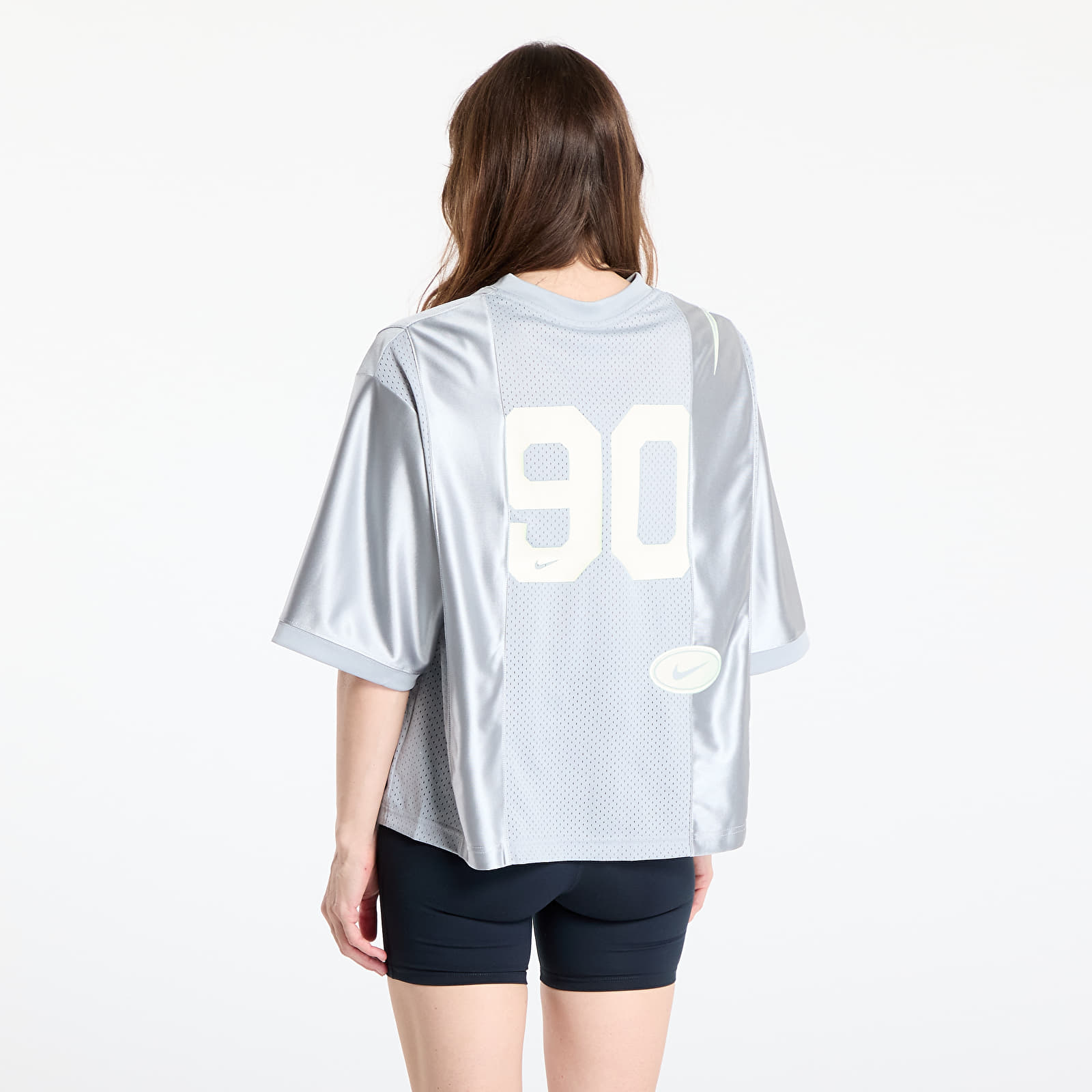 Dresy Nike Sportswear Street Women's Oversized Short-Sleeve Graphic Jersey Lt Smoke Grey/ Barely Volt