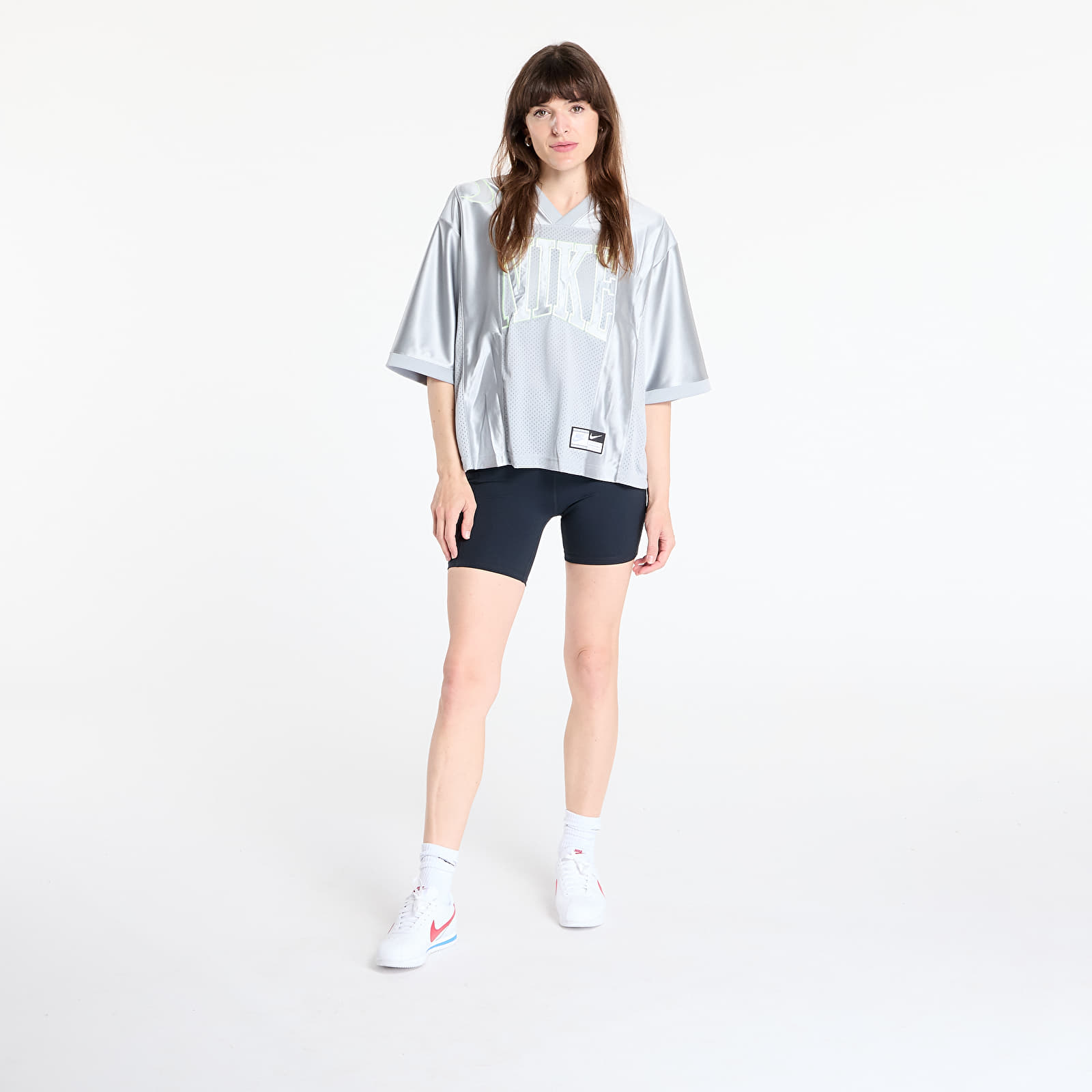 Dresy Nike Sportswear Street Women's Oversized Short-Sleeve Graphic Jersey Lt Smoke Grey/ Barely Volt
