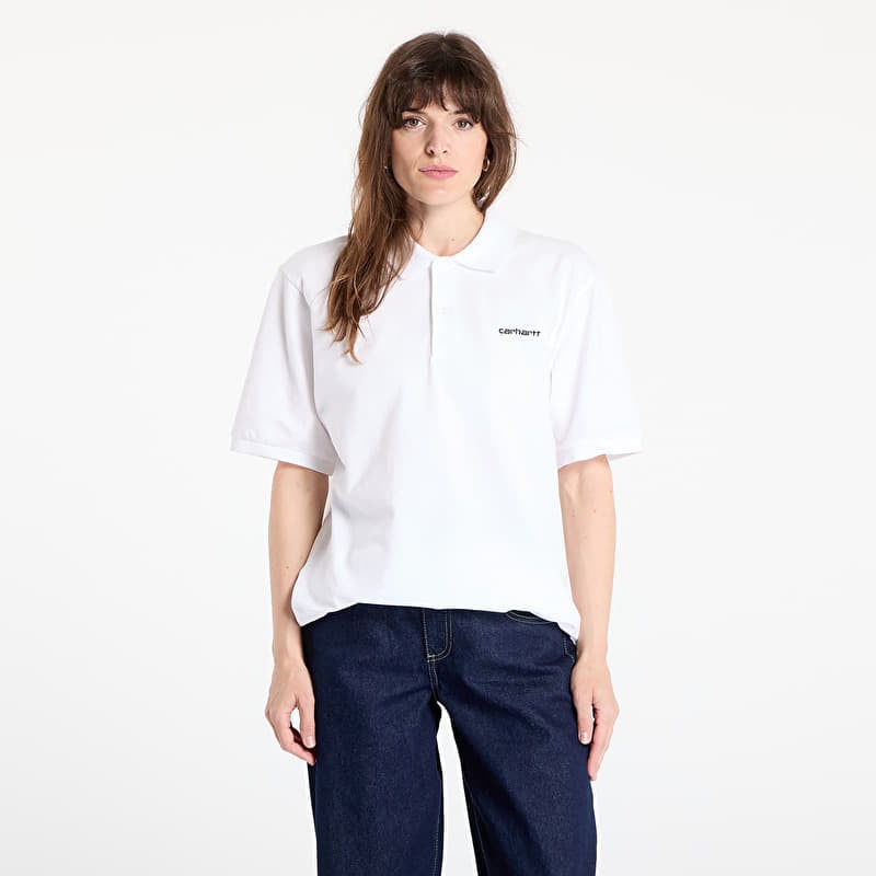 Тениска Carhartt WIP S/S Carhartt Script Polo UNISEX White/ Black