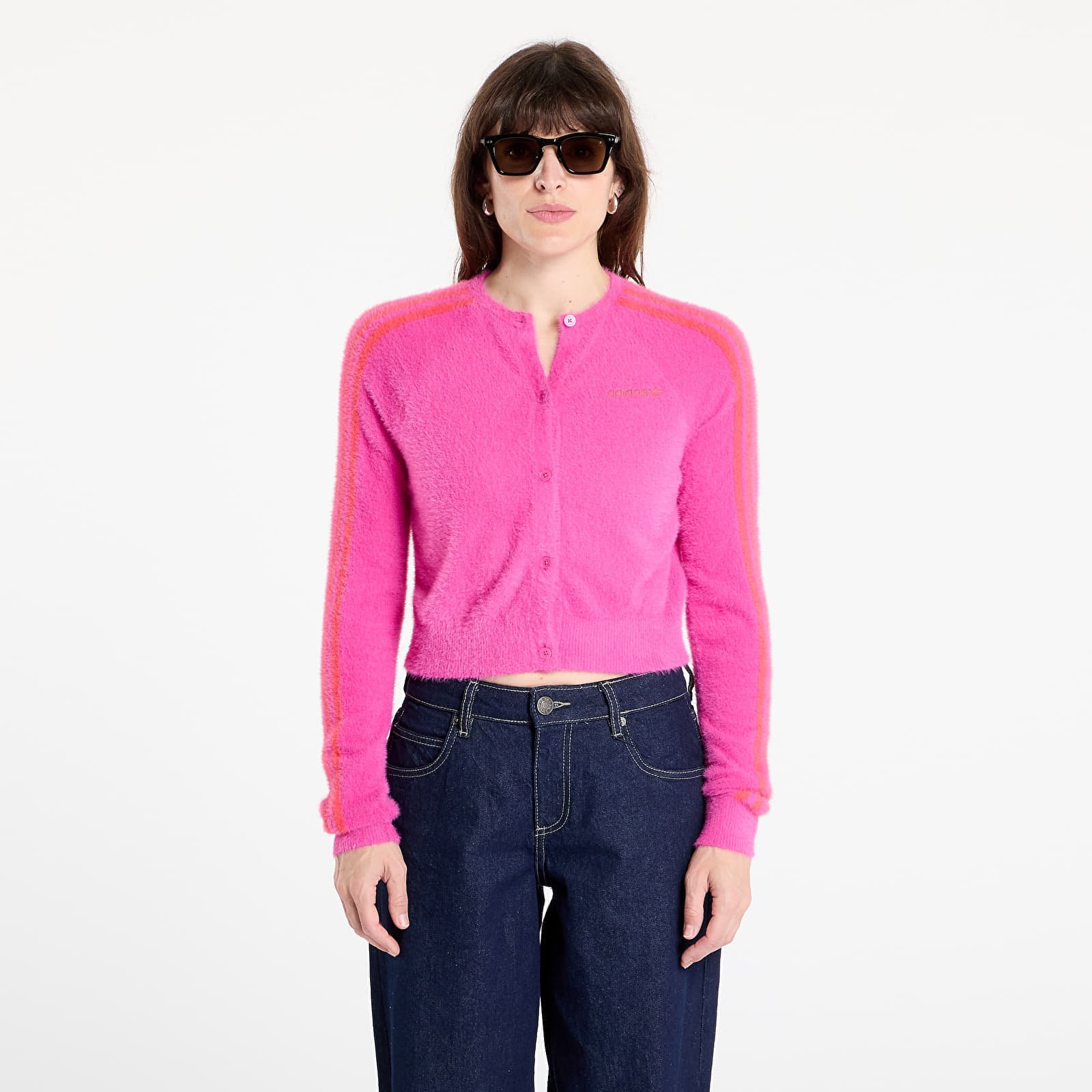 Pull adidas Fluffy Knitted Cardigan Semi Lucid Fuchsia XL