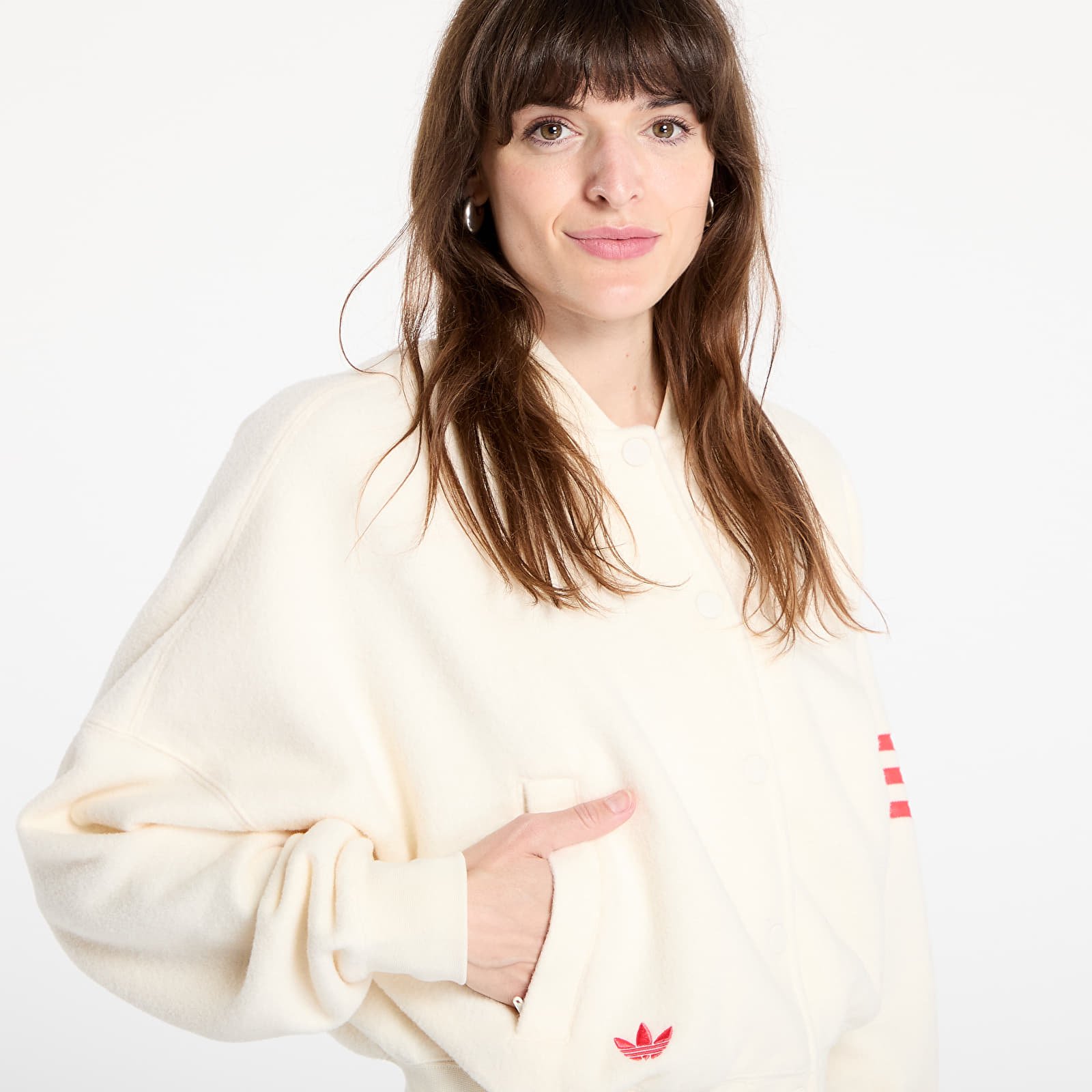 Naiste pommirõivad adidas Neuclassics Boucle Bomber Jacket Beige/ Cream White/ Real Coral