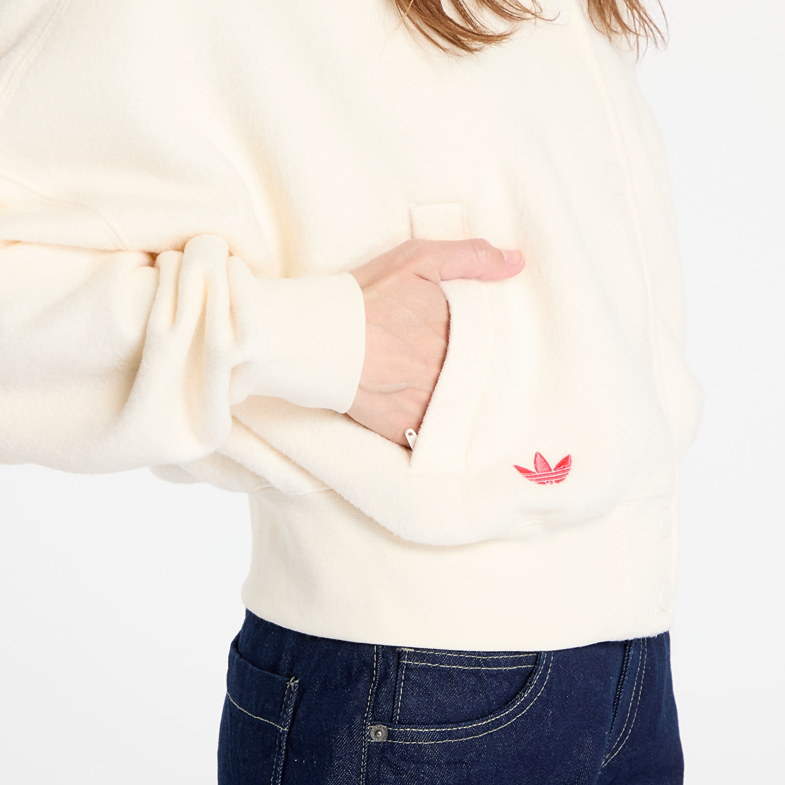 Naiste pommirõivad adidas Neuclassics Boucle Bomber Jacket Beige/ Cream White/ Real Coral
