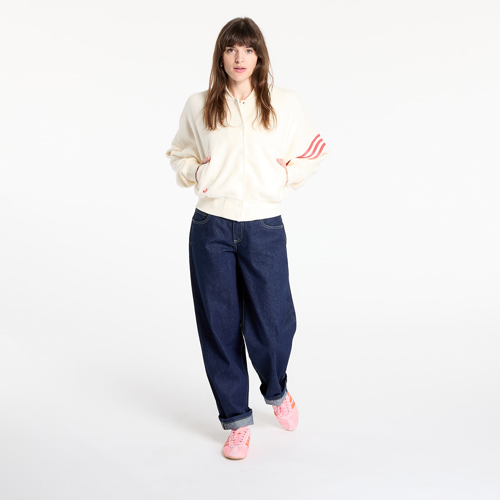 Naiste pommirõivad adidas Neuclassics Boucle Bomber Jacket Beige/ Cream White/ Real Coral
