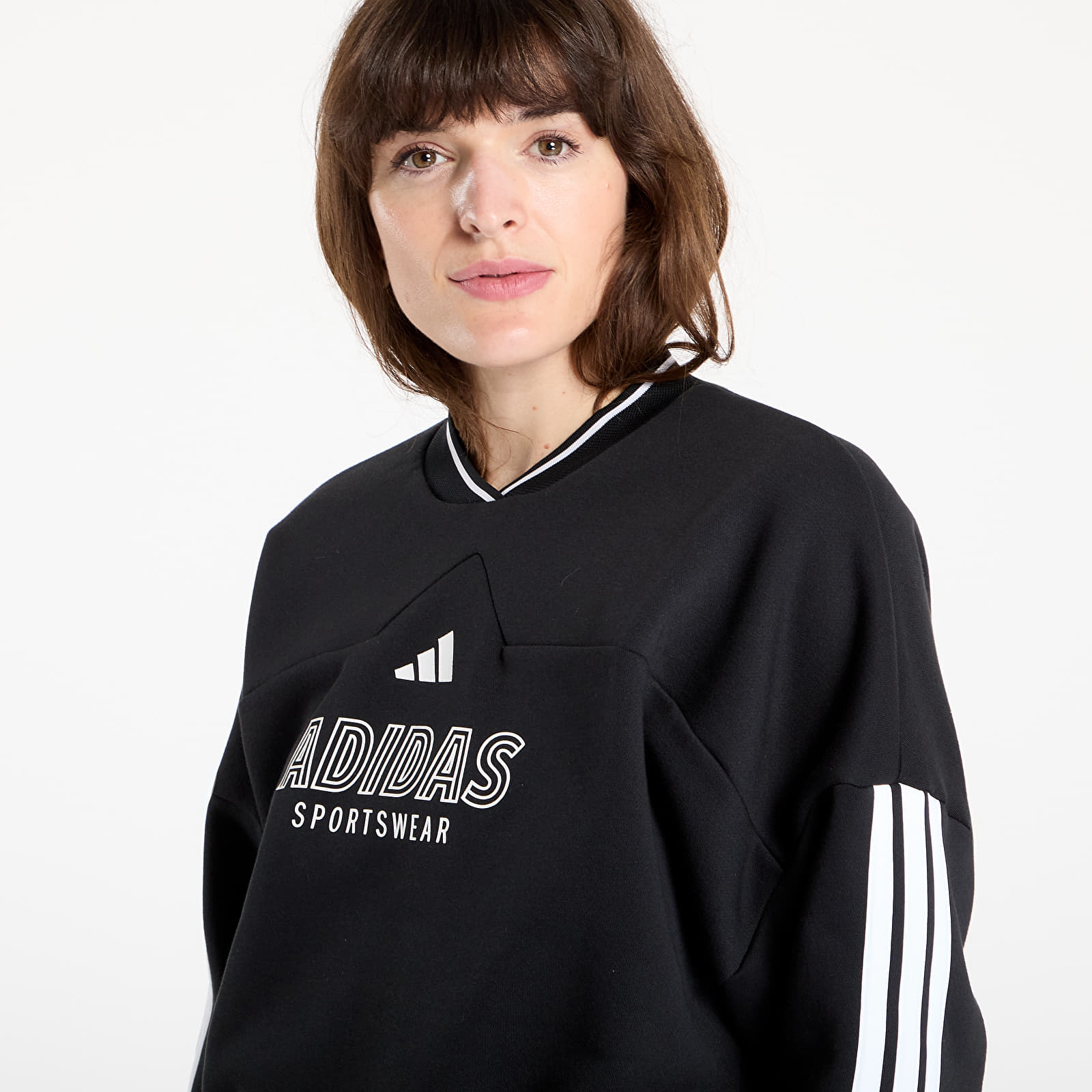 Sudaderas adidas W Tiro Cut 3 Stripes Fleece Sweatshirt Black/ White