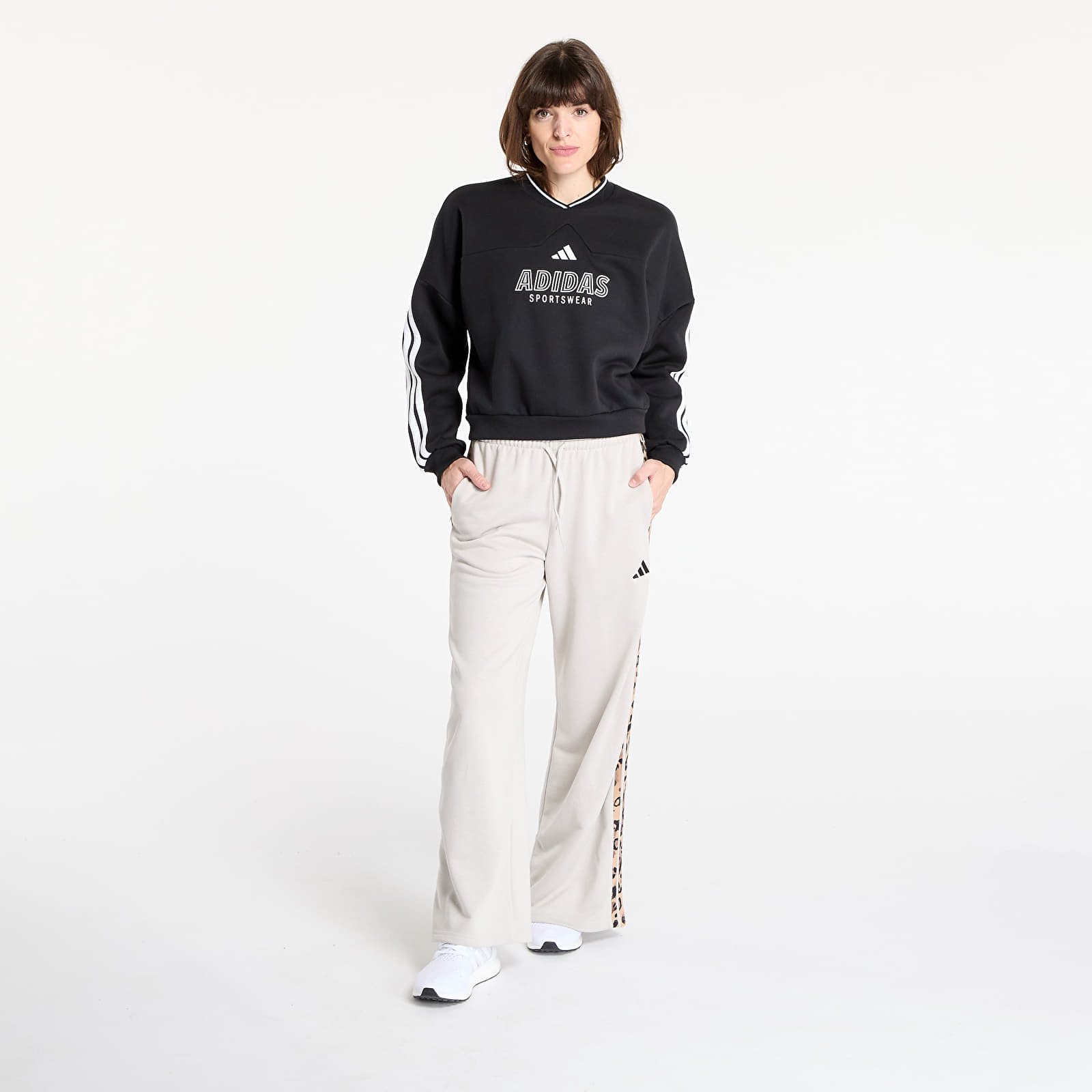 Sudaderas adidas W Tiro Cut 3 Stripes Fleece Sweatshirt Black/ White