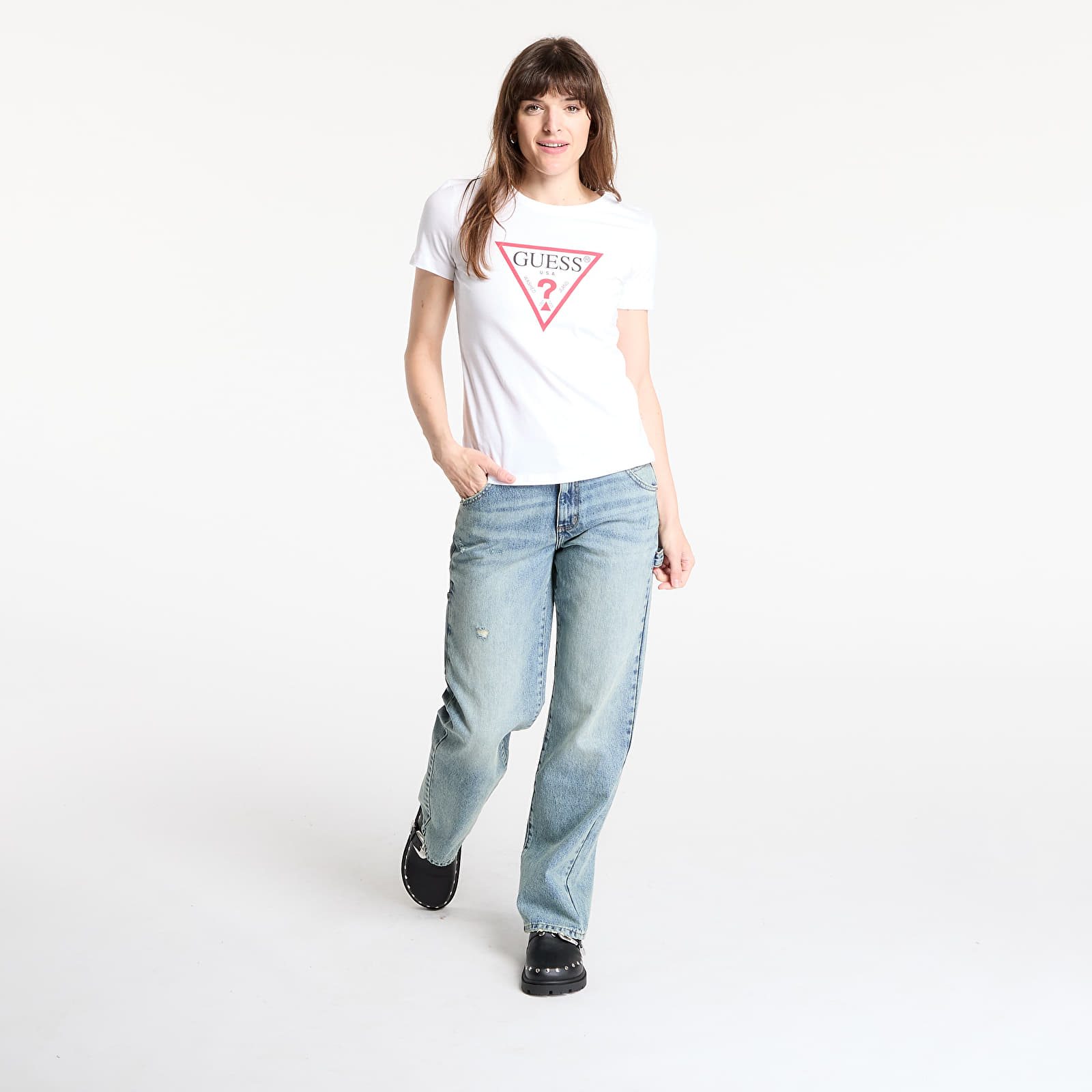 Trička Guess Ss Cn Original Tee White