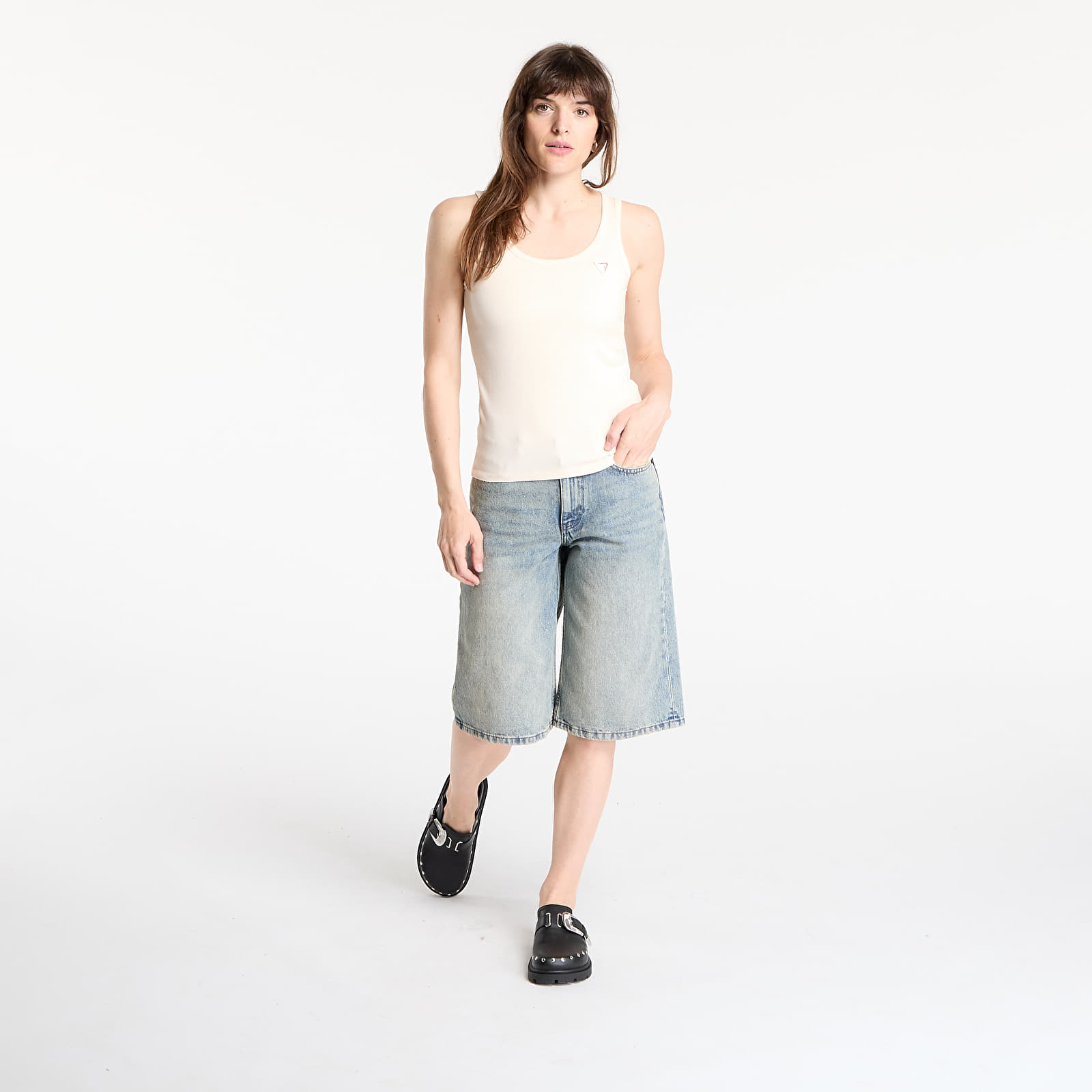 Topy Guess Colette Rib Tank Beige