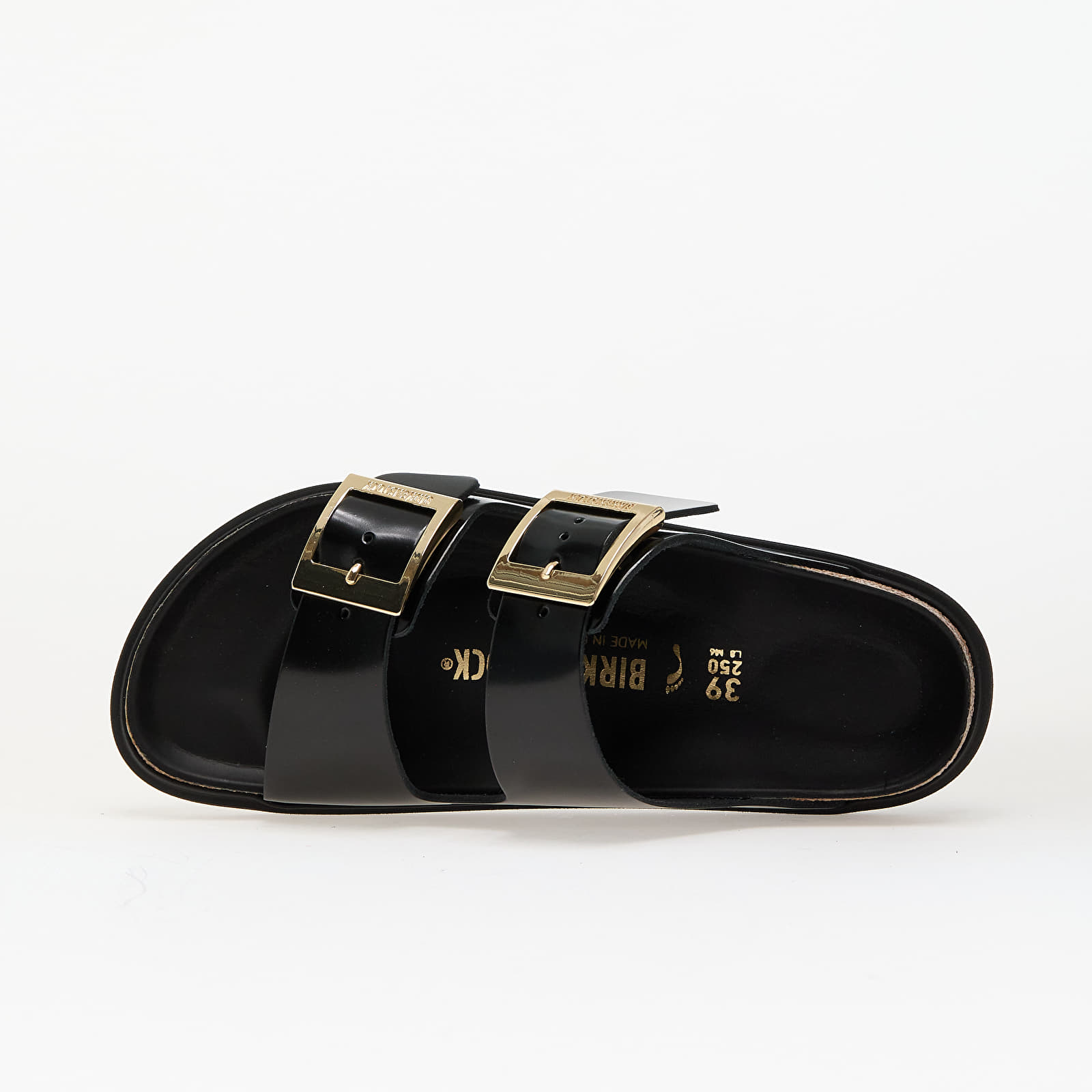 Women's sneakers and shoes Birkenstock Arizona Droplet Buckle Natural Leather Patent High-Shine Black