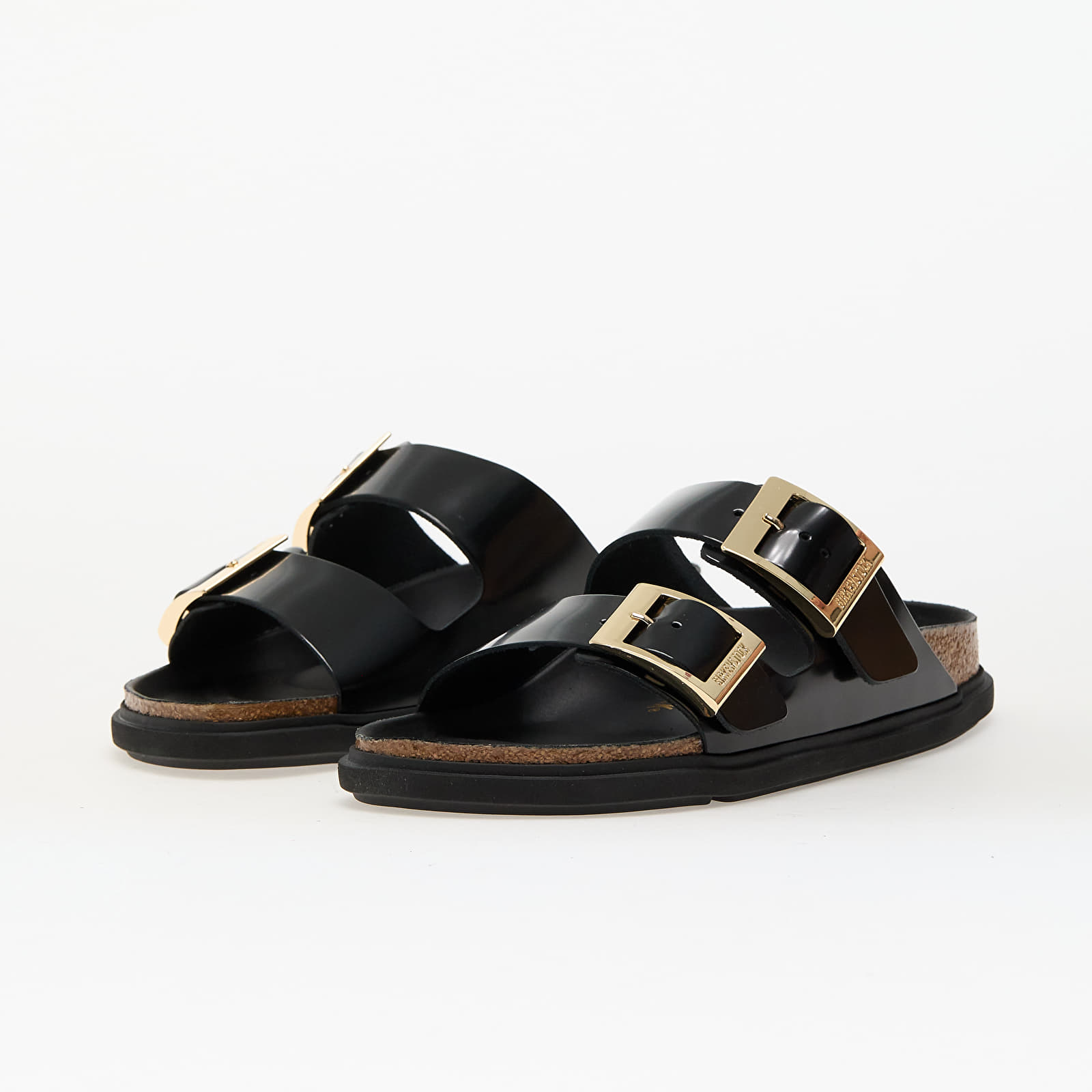 Women's sneakers and shoes Birkenstock Arizona Droplet Buckle Natural Leather Patent High-Shine Black