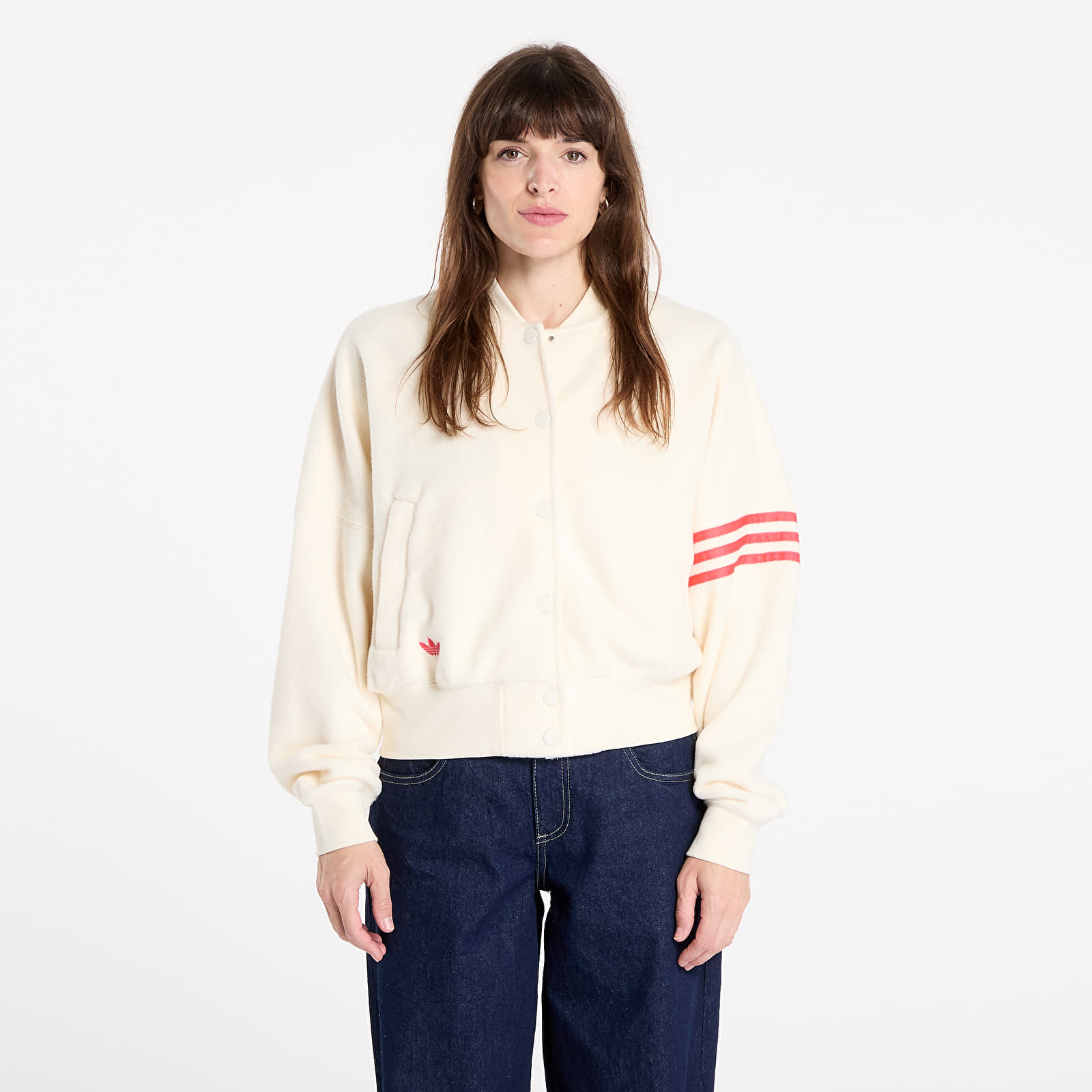 Naiste pommirõivad adidas Neuclassics Boucle Bomber Jacket Beige/ Cream White/ Real Coral
