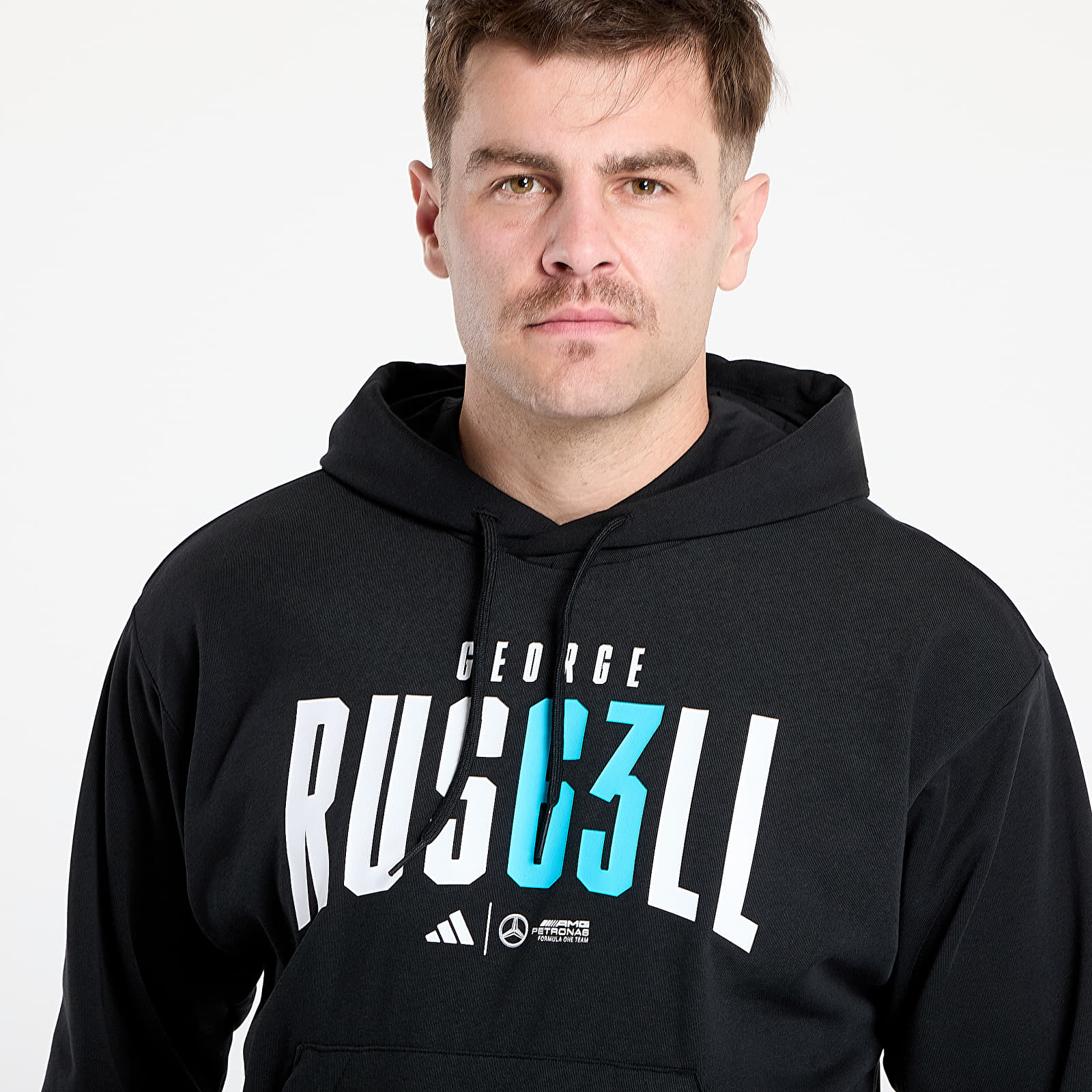 Pánské mikiny adidas Mercedes - AMG Petronas Formula One Team George Russell Hood Black