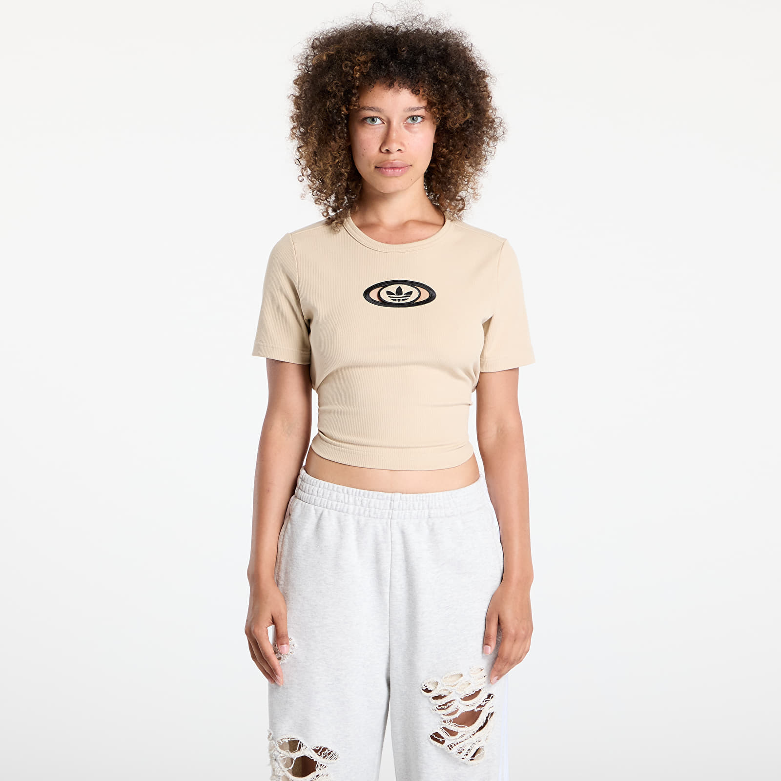 T-shirt adidas Originals Campus 2000 Back Cut Out Rib T-Shirt Stone Khaki XL