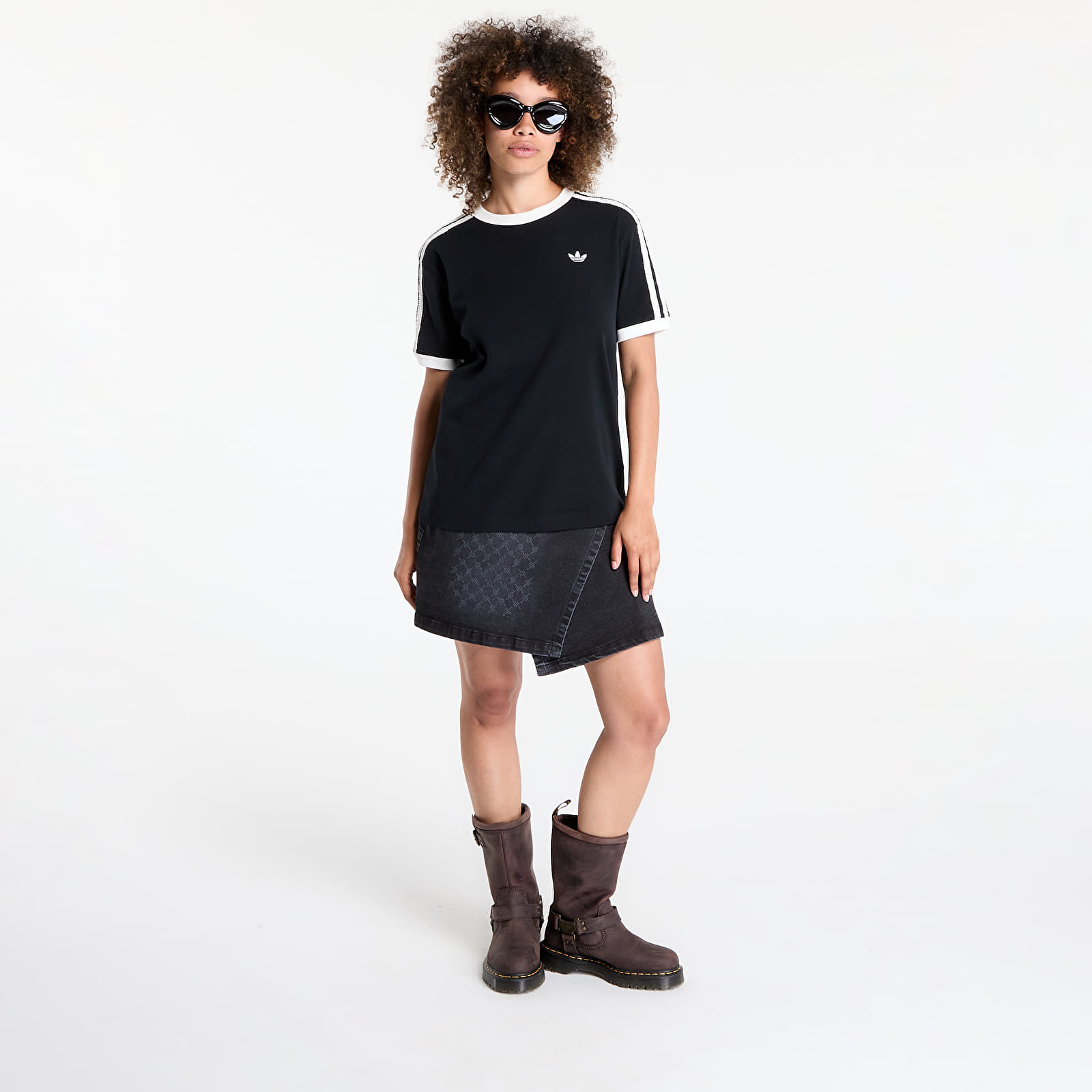 Women's T-shirts adidas Originals Ruffle 3-Stripes T-Shirt Black