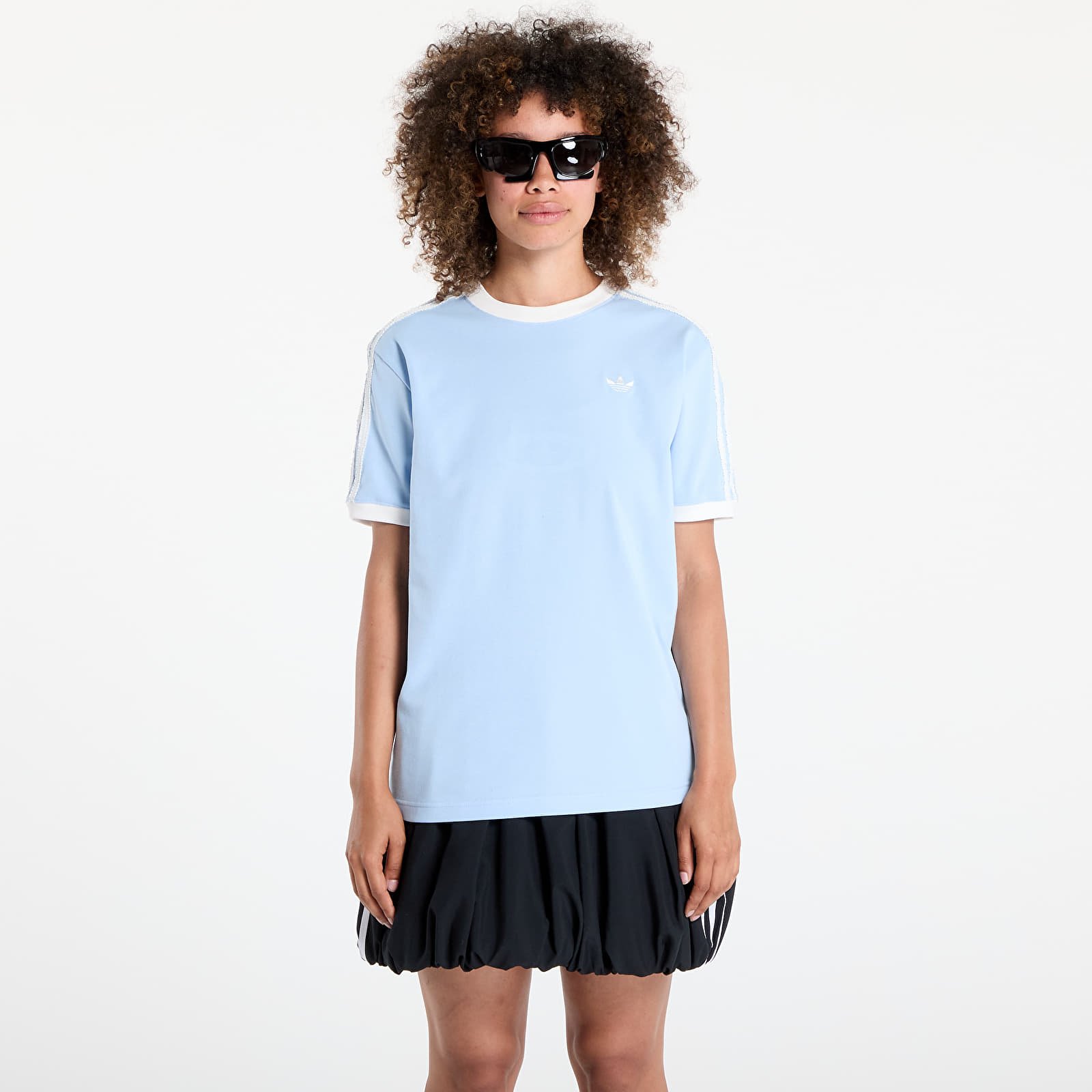 Women's T-shirts adidas Originals Ruffle 3-Stripes T-Shirt Clear Sky