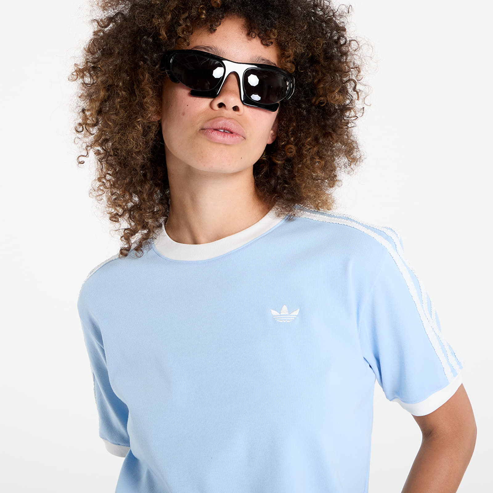 Women's T-shirts adidas Originals Ruffle 3-Stripes T-Shirt Clear Sky
