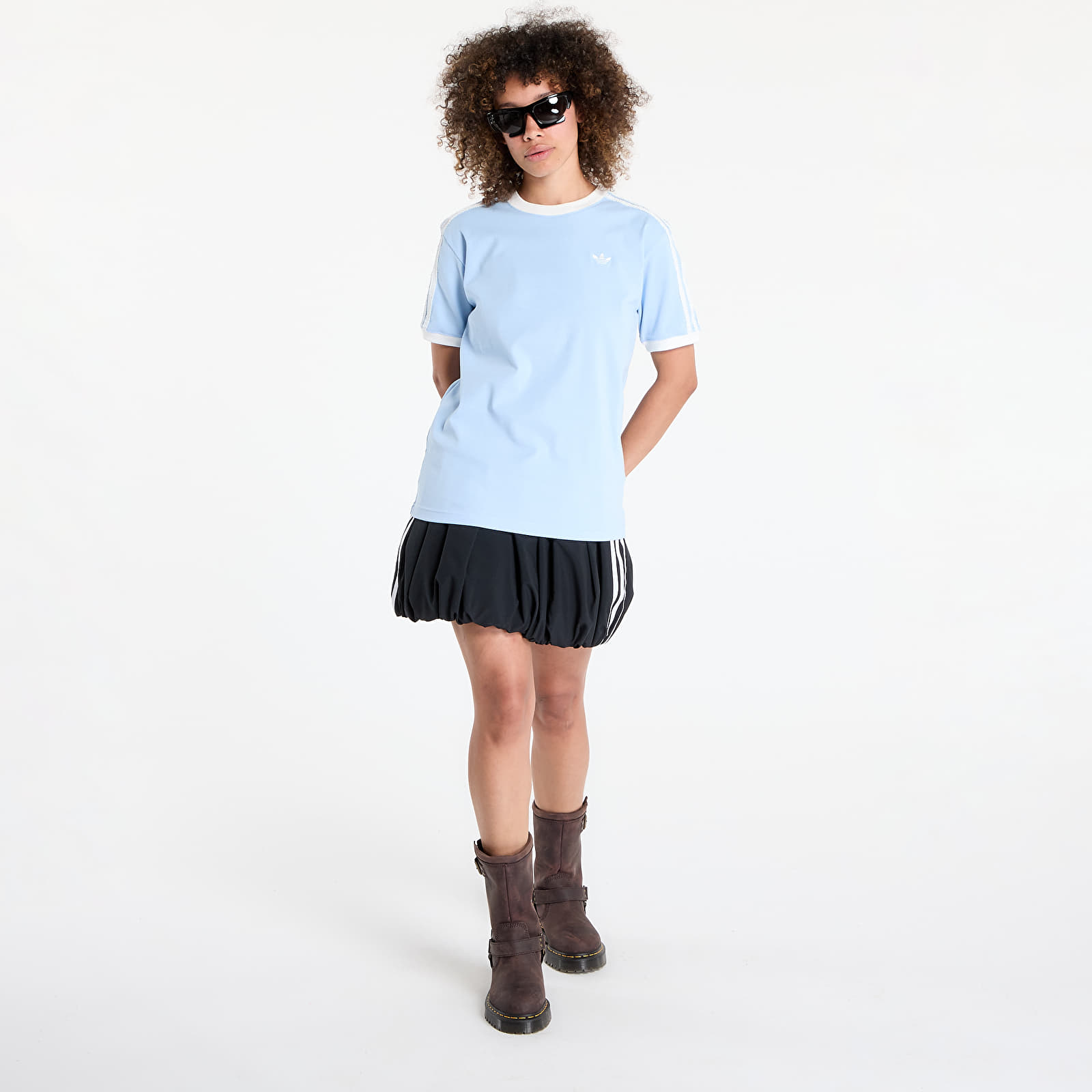 Women's T-shirts adidas Originals Ruffle 3-Stripes T-Shirt Clear Sky