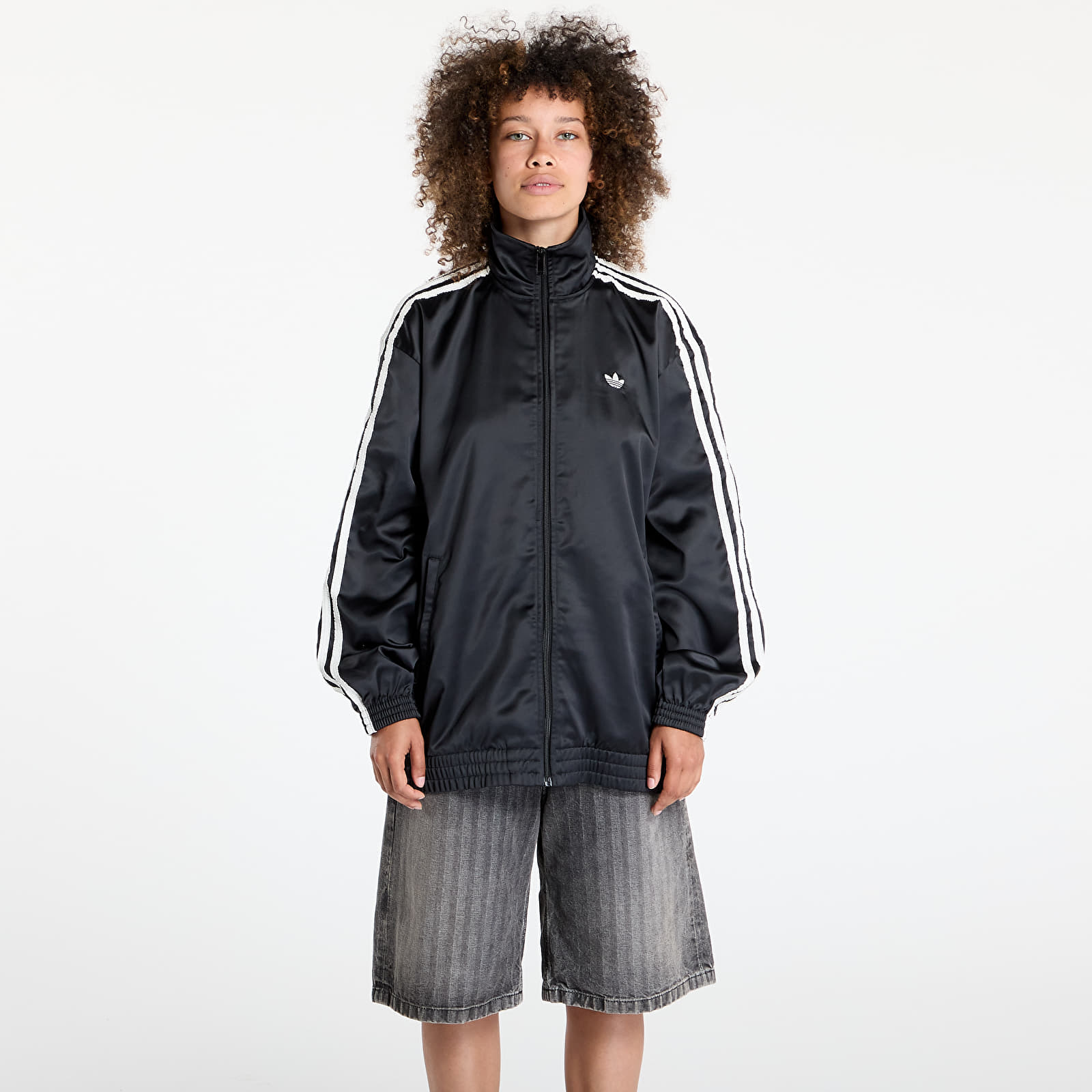 Women's jackets adidas Originals Satin Firebird Track Top Ruffle 3-Stripes Black