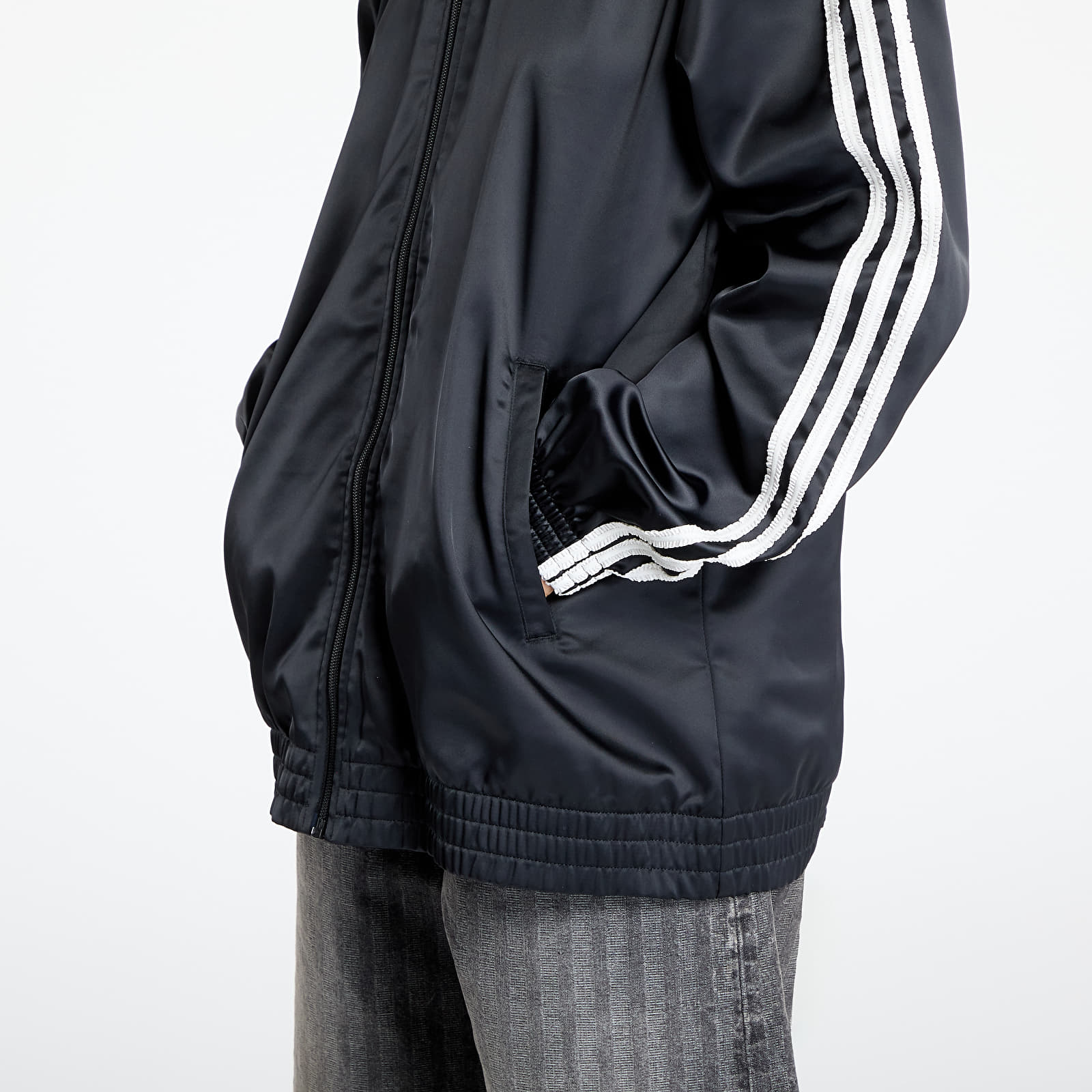 Women's jackets adidas Originals Satin Firebird Track Top Ruffle 3-Stripes Black